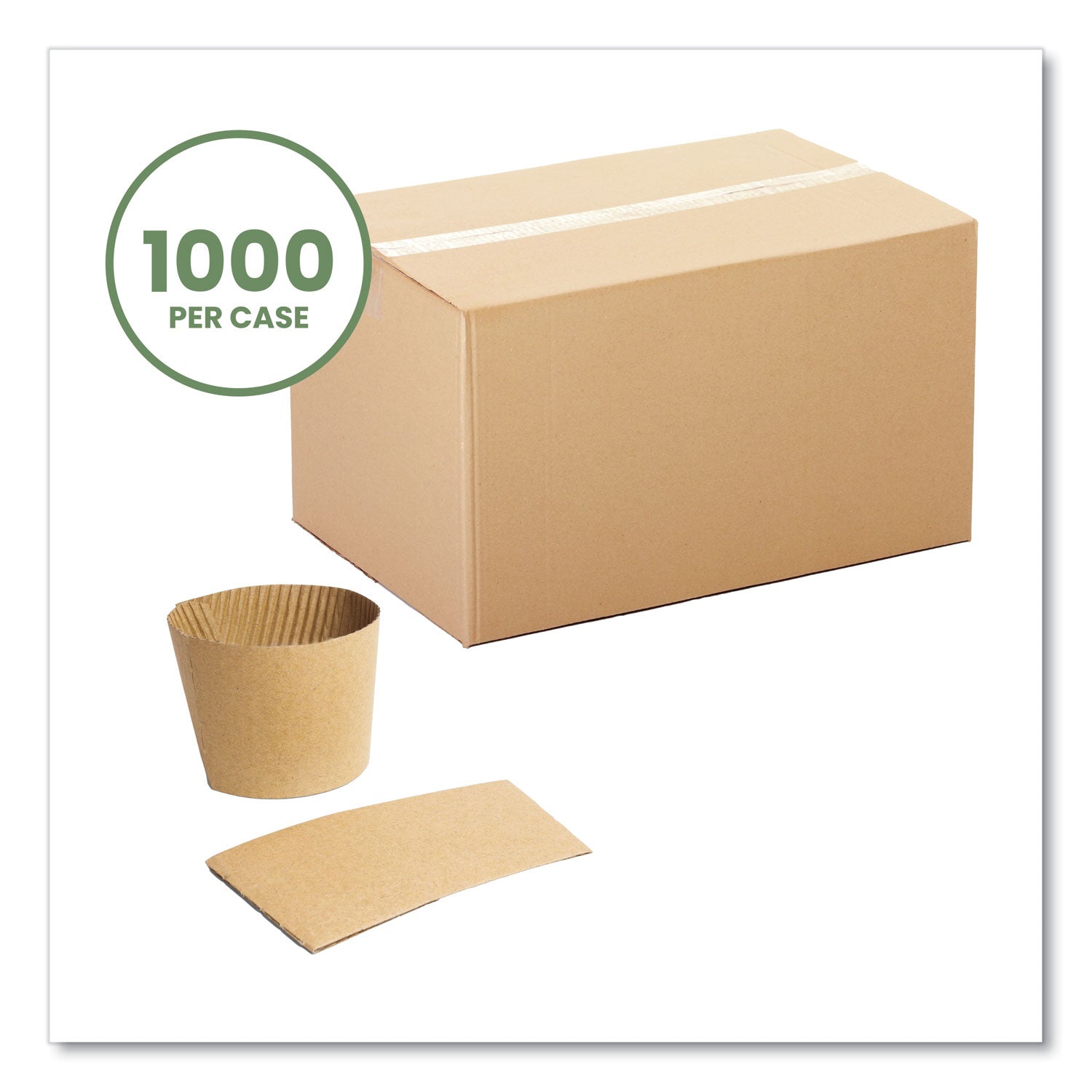 Vegware™ Kraft Hot Cup Sleeves, Compostable, Fits Vegware 89-Series Hot Cups, Kraft, 1,000/Carton