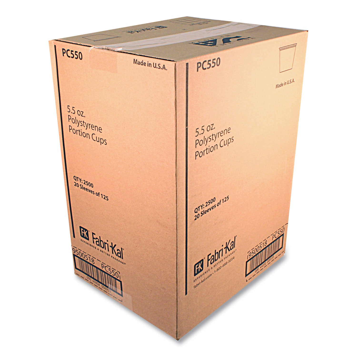 Fabri-Kal® Portion Cups, 5.5 oz, Plastic, Translucent, 125/Sleeve, 20 Sleeve/Carton