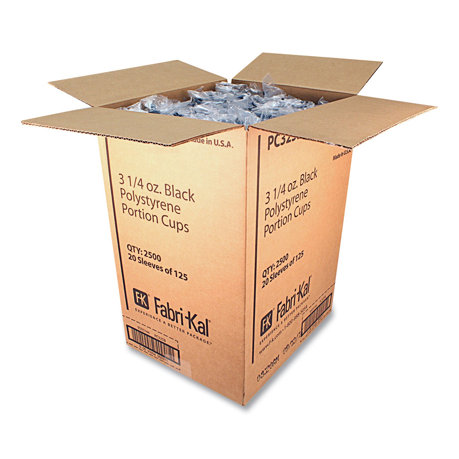 Fabri-Kal® Portion Cups, 3.25 oz, Plastic, Black, 125/Sleeve, 20 Sleeves/Carton