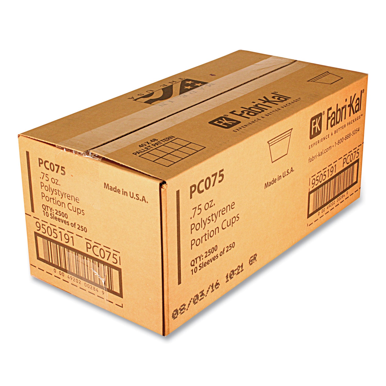 Fabri-Kal® Portion Cups, 0.75 oz, Plastic, Translucent, 125/Sleeve, 20 Sleeve/Carton