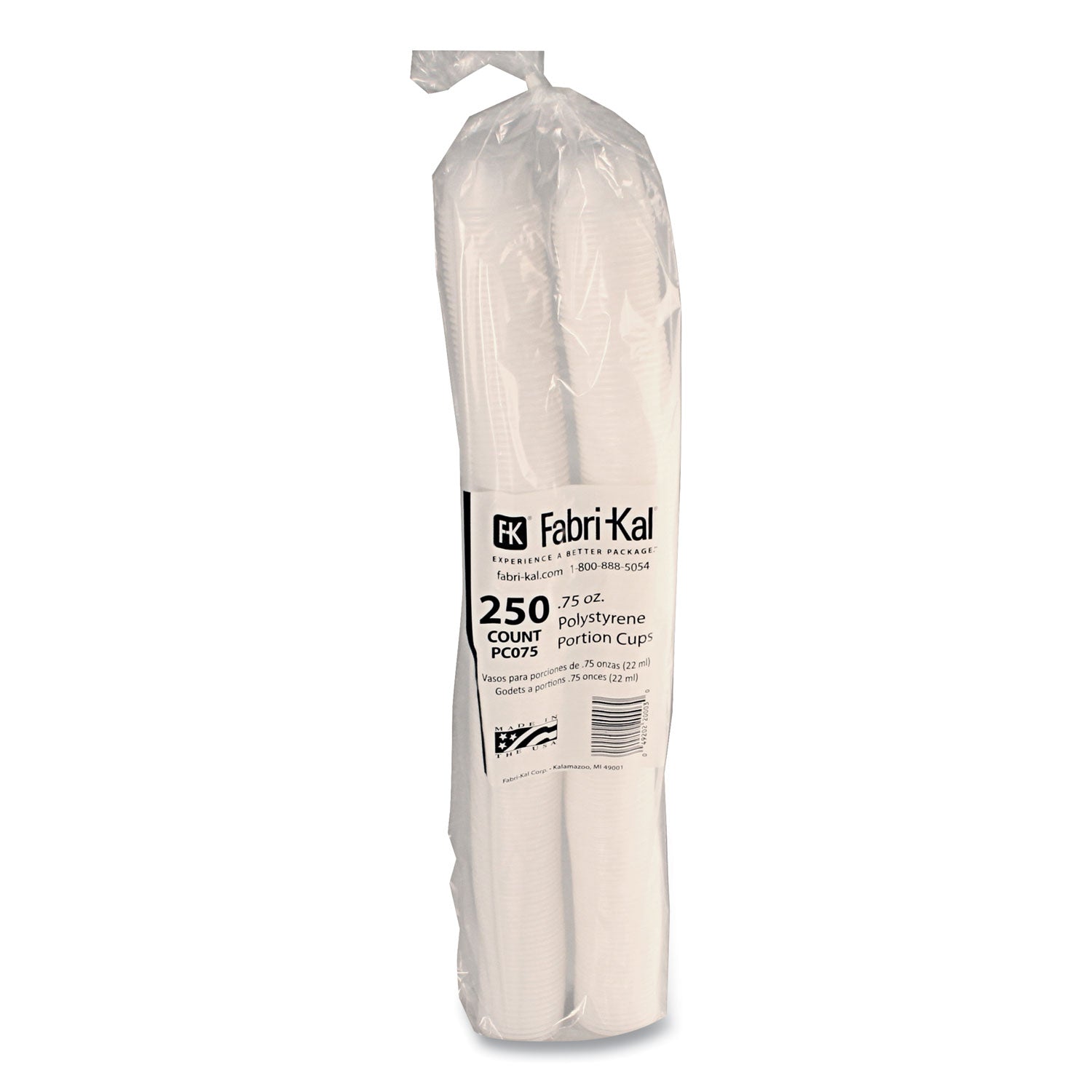 Fabri-Kal® Portion Cups, 0.75 oz, Plastic, Translucent, 125/Sleeve, 20 Sleeve/Carton