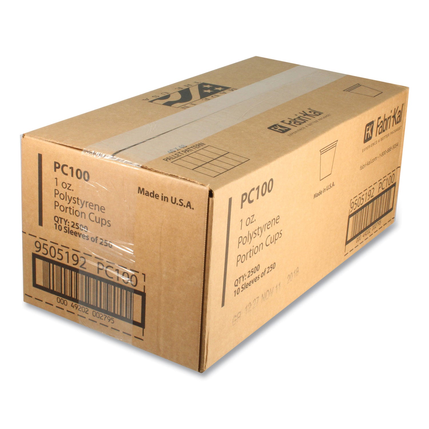 Fabri-Kal® Portion Cups, 1 oz, Plastic, Translucent, 250/Sleeve, 10 Sleeves/Carton