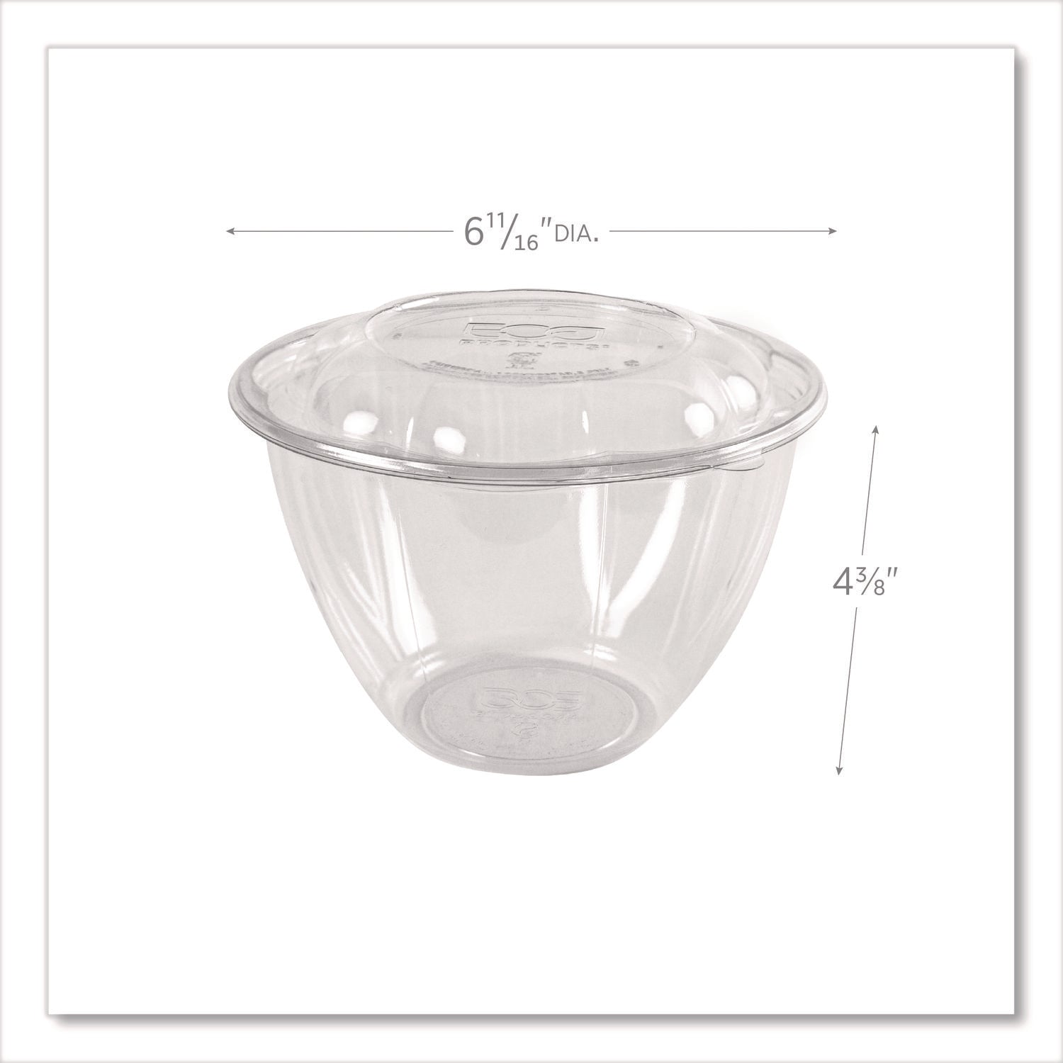 Eco-Products® Renewable and Compostable Salad Bowls with Lids, 48 oz, Clear, Plastic, 150/Carton
