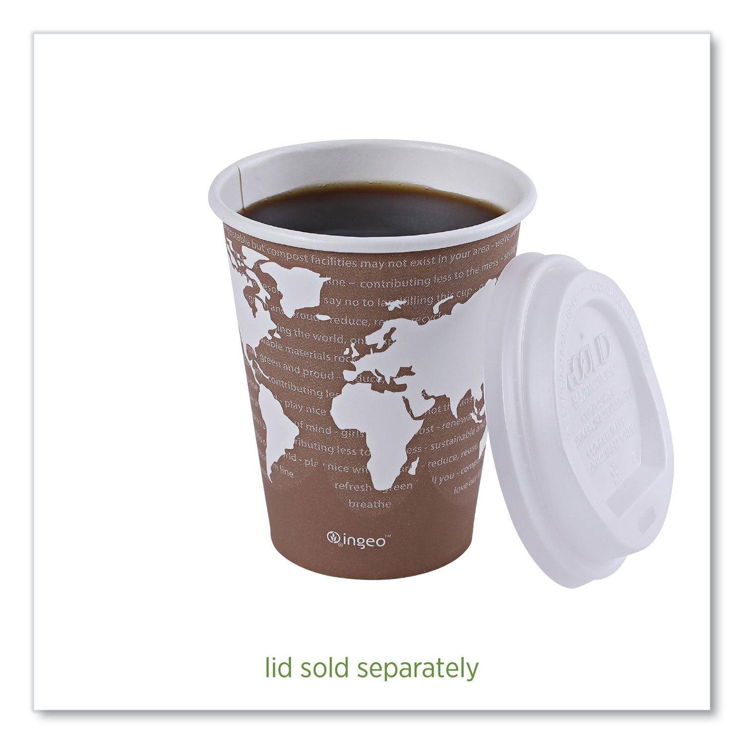 Eco-Products® World Art Renewable and Compostable Hot Cups, 8 oz, Paper, Brown/White, 50/Pack, 20 Packs/Carton