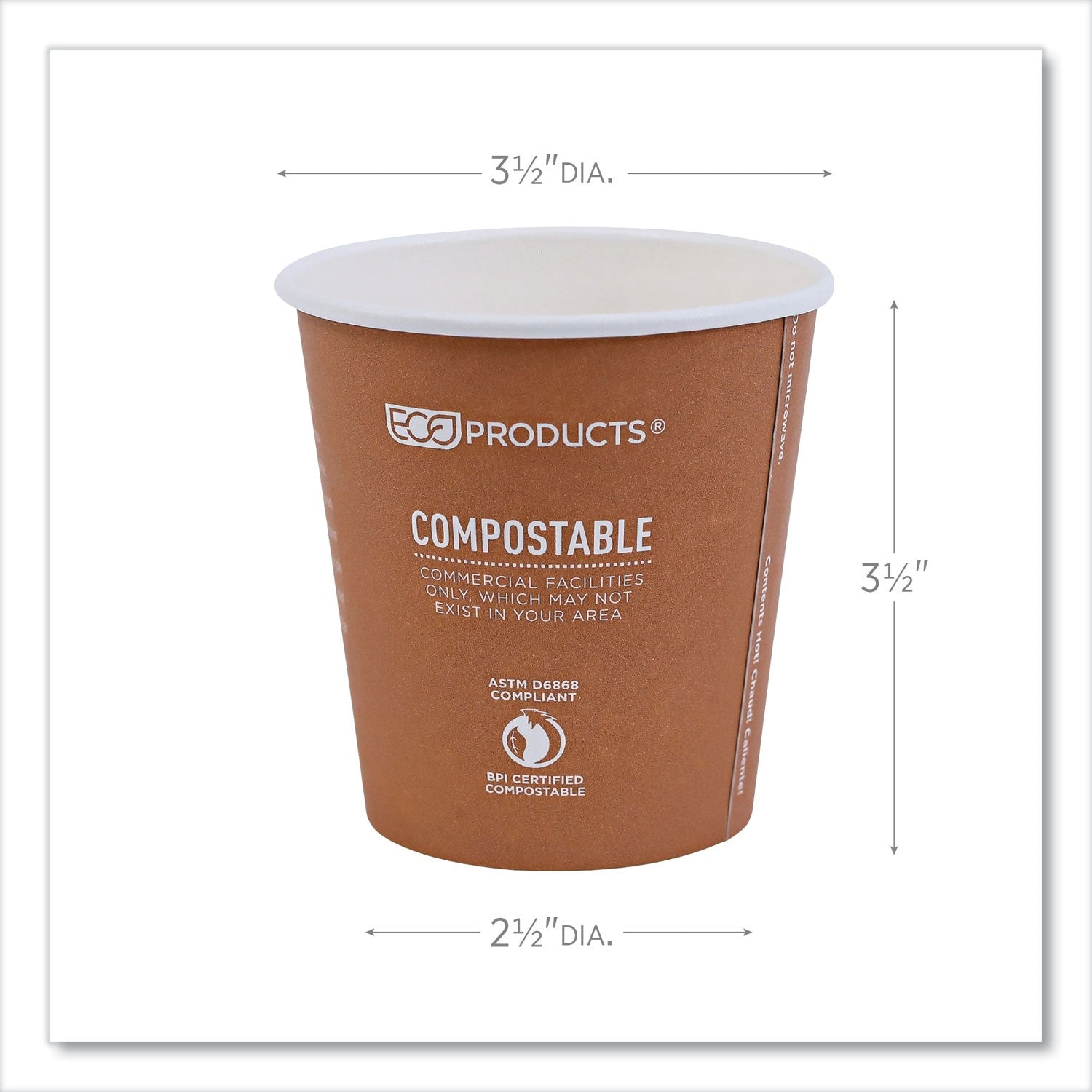 Eco-Products® World Art Renewable and Compostable Hot Cups, 10 oz, Paper, Gray, 50/Pack, 20 Packs/Carton