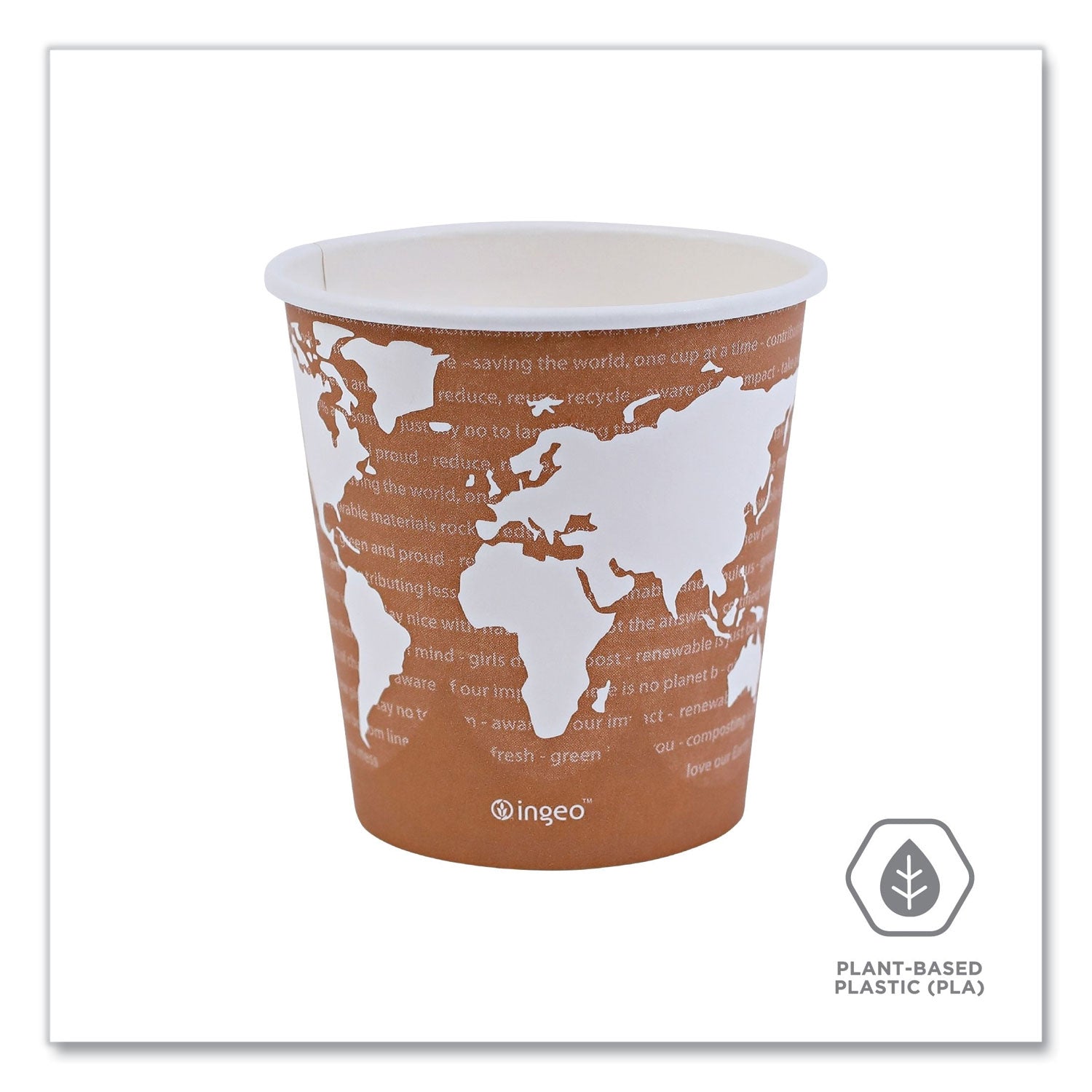Eco-Products® World Art Renewable and Compostable Hot Cups, 10 oz, Paper, Gray, 50/Pack, 20 Packs/Carton