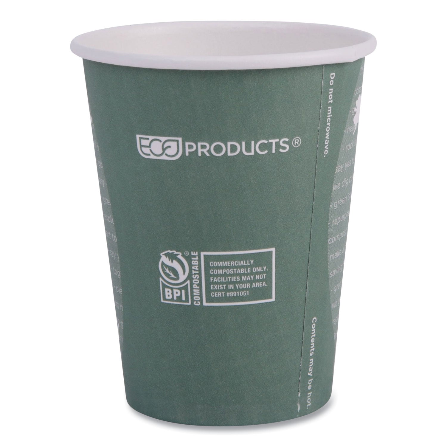 Eco-Products® World Art Renewable and Compostable Hot Cups, 12 oz, Paper, Gray, 50/Pack
