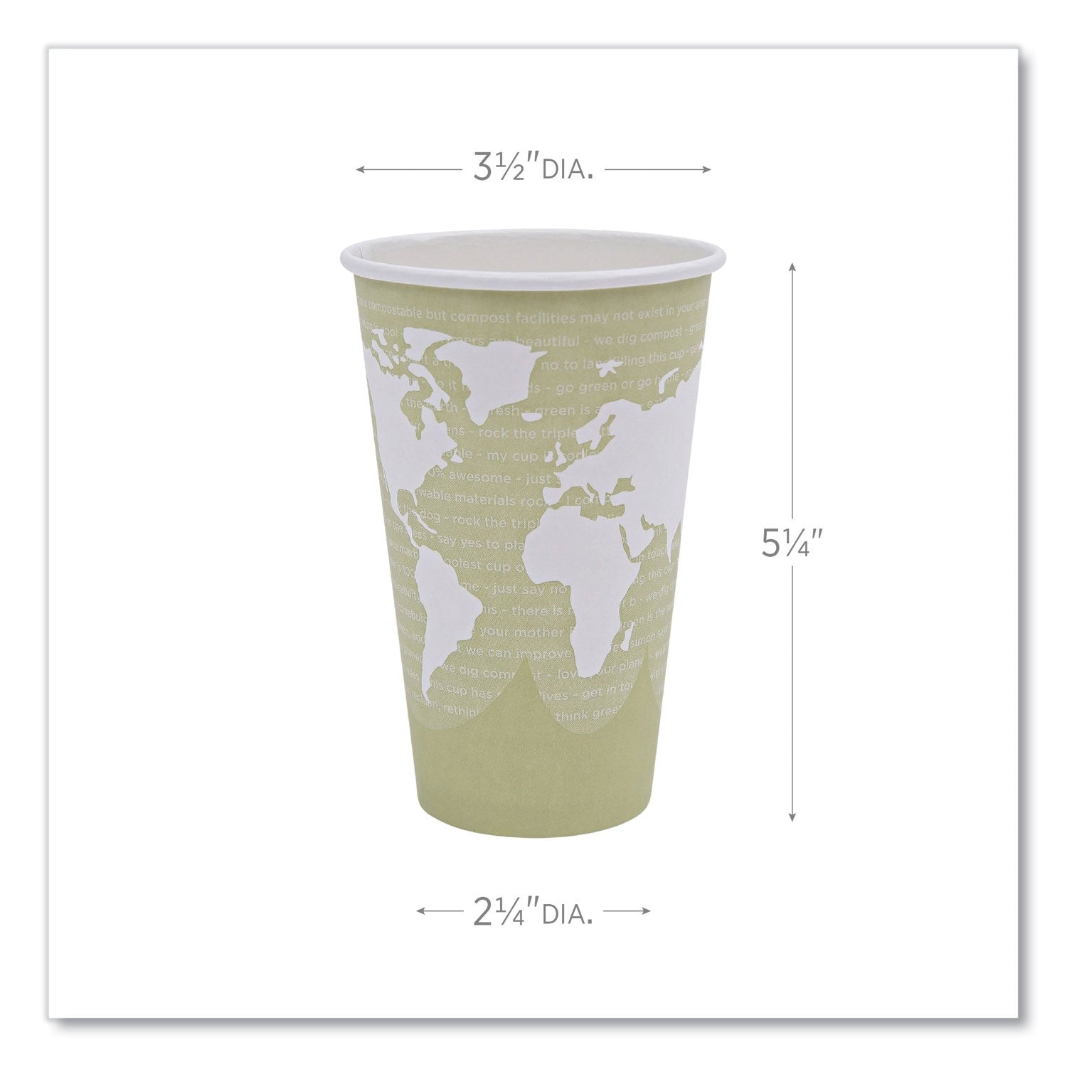 Eco-Products® World Art Renewable and Compostable Hot Cups, 16 oz, Paper, Tan, 50/Pack, 20 Packs/Carton