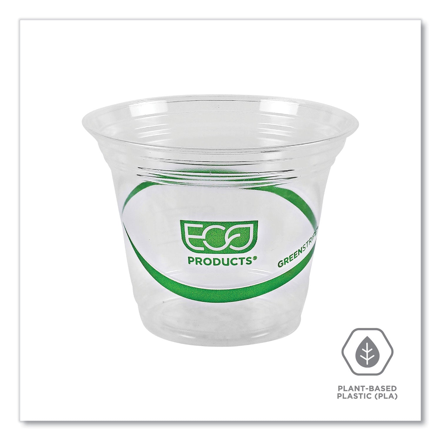 Eco-Products® GreenStripe Renewable and Compostable Cold Cups, 9 oz, Plastic, Clear, 50/Pack, 20 Packs/Carton