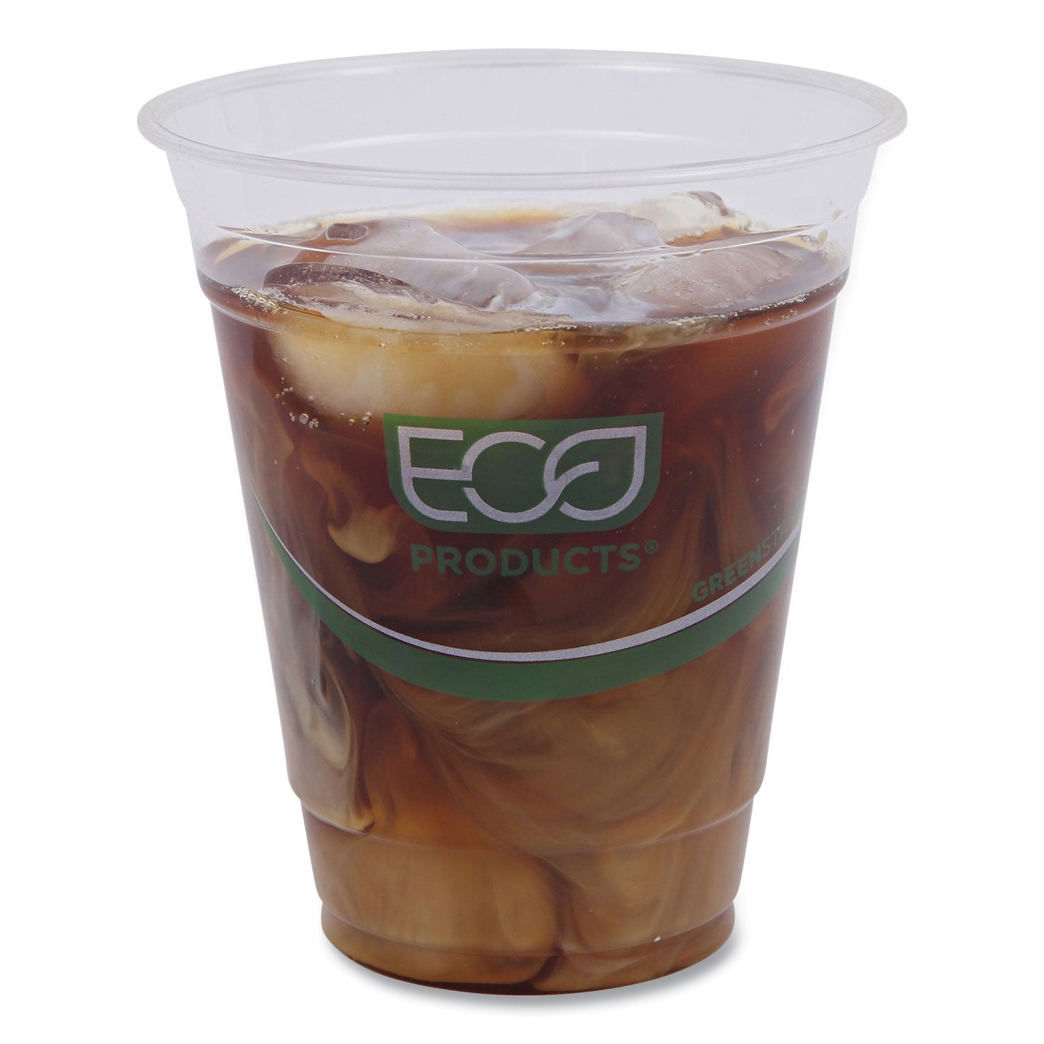 Eco-Products® GreenStripe Renewable and Compostable Cold Cups, 12 oz, Plastic, Clear, 50/Pack, 20 Packs/Carton