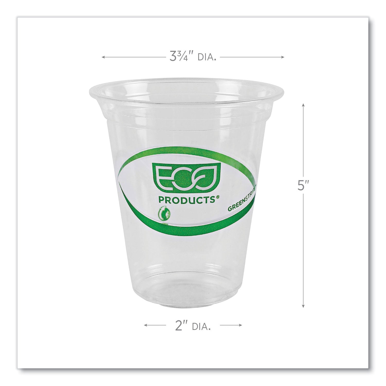 Eco-Products® GreenStripe Renewable and Compostable Cold Cups, 16 oz, Plastic, Clear, 50/Pack, 20 Packs/Carton