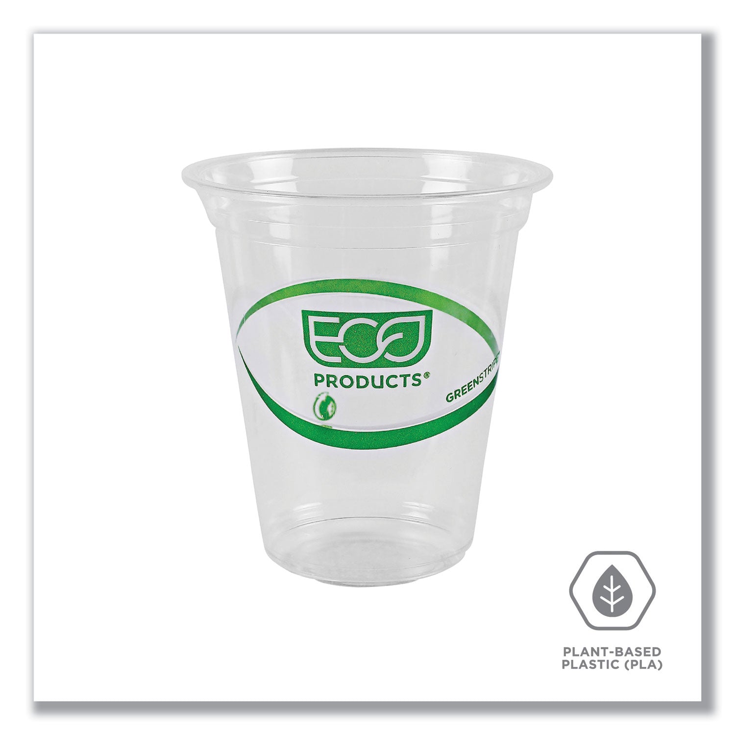 Eco-Products® GreenStripe Renewable and Compostable Cold Cups, 16 oz, Plastic, Clear, 50/Pack, 20 Packs/Carton