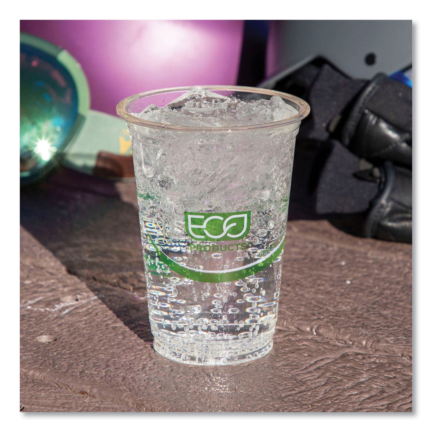 Eco-Products® GreenStripe Renewable and Compostable Cold Cups, 16 oz, Plastic, Clear, 50/Pack, 20 Packs/Carton