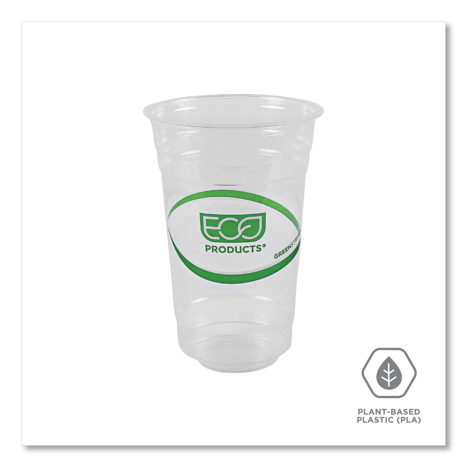 Eco-Products® GreenStripe Renewable and Compostable Cold Cups, 20 oz, Plastic, Clear, 50/Pack, 20 Packs/Carton