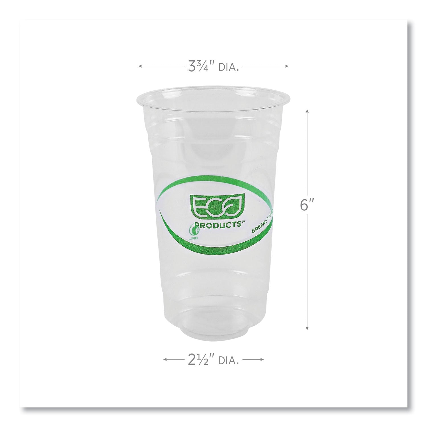 Eco-Products® GreenStripe Renewable and Compostable PLA Cold Cups, 24 oz, Plastic, Clear, 50/Pack, 20 Packs/Carton