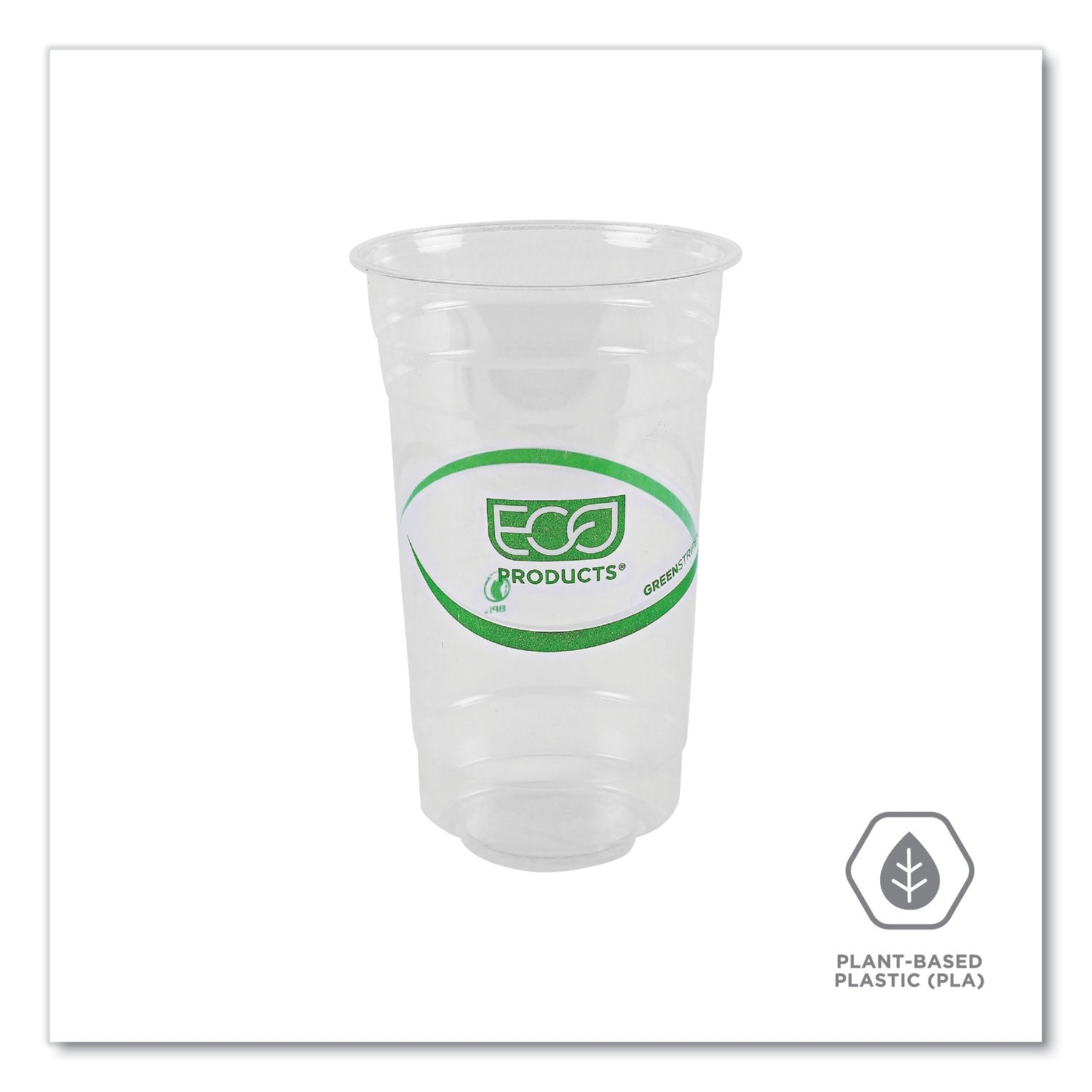 Eco-Products® GreenStripe Renewable and Compostable PLA Cold Cups, 24 oz, Plastic, Clear, 50/Pack, 20 Packs/Carton