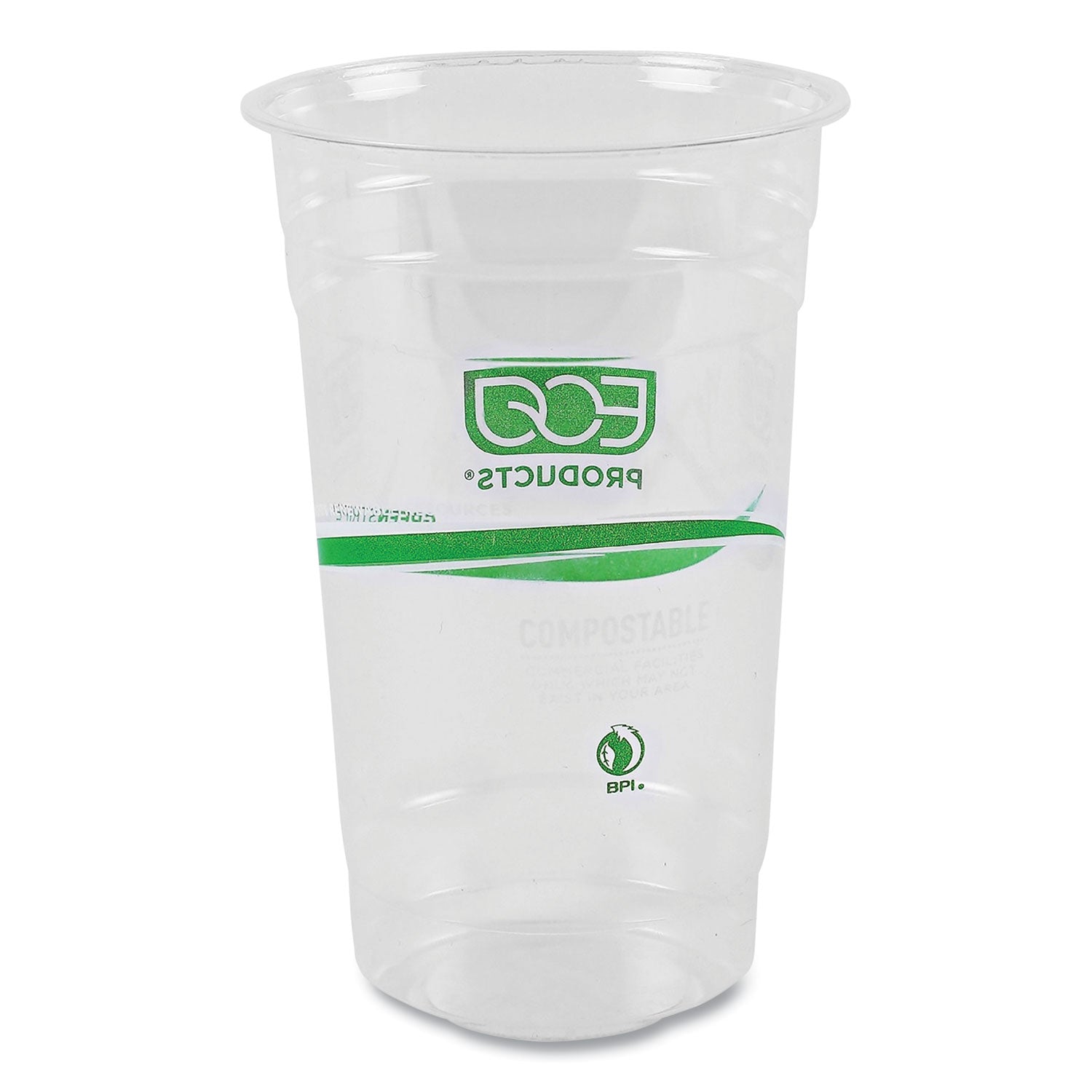 Eco-Products® GreenStripe Renewable and Compostable PLA Cold Cups, 24 oz, Plastic, Clear, 50/Pack, 20 Packs/Carton