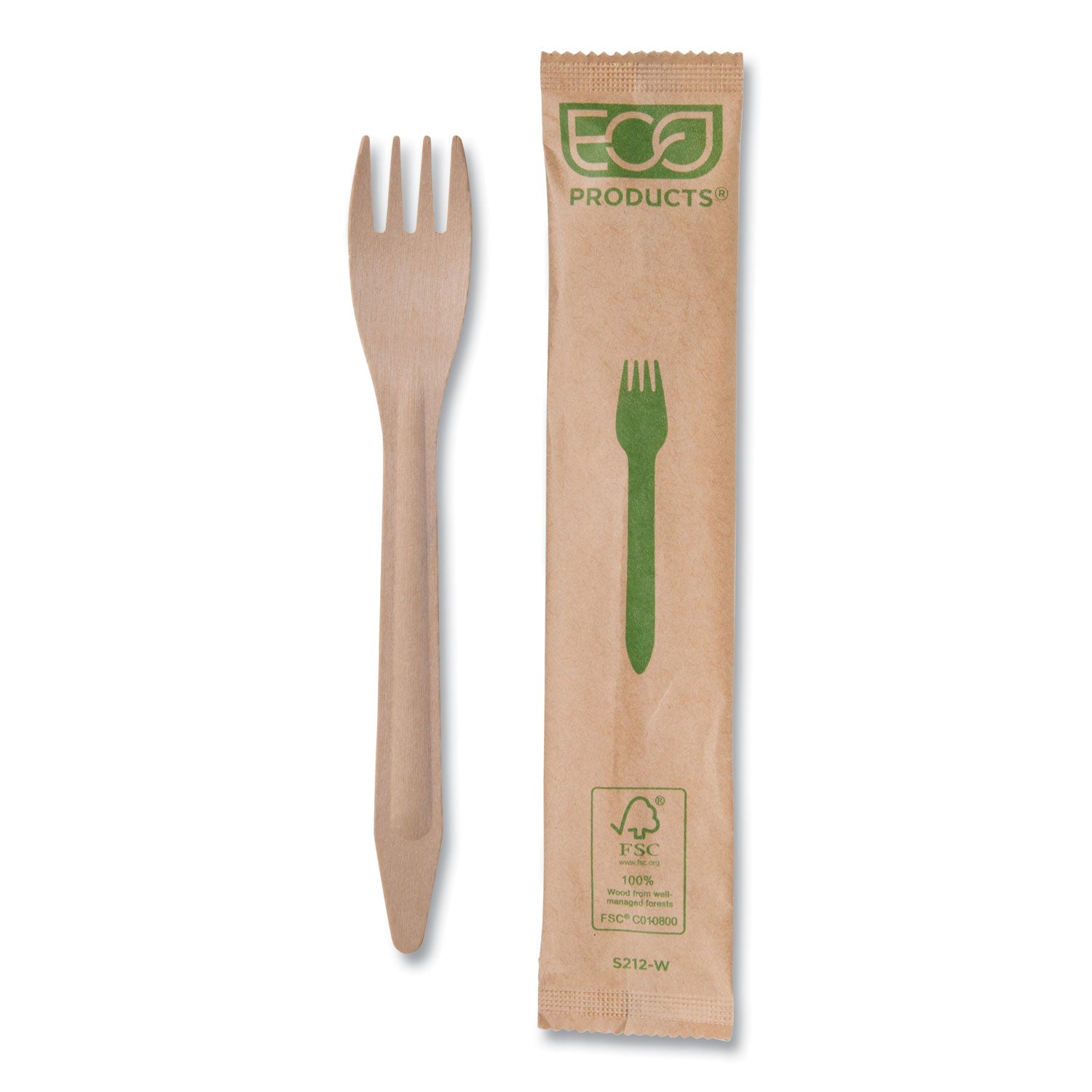 Eco-Products® Wood Cutlery, General Purpose Fork, Natural, 500/Carton