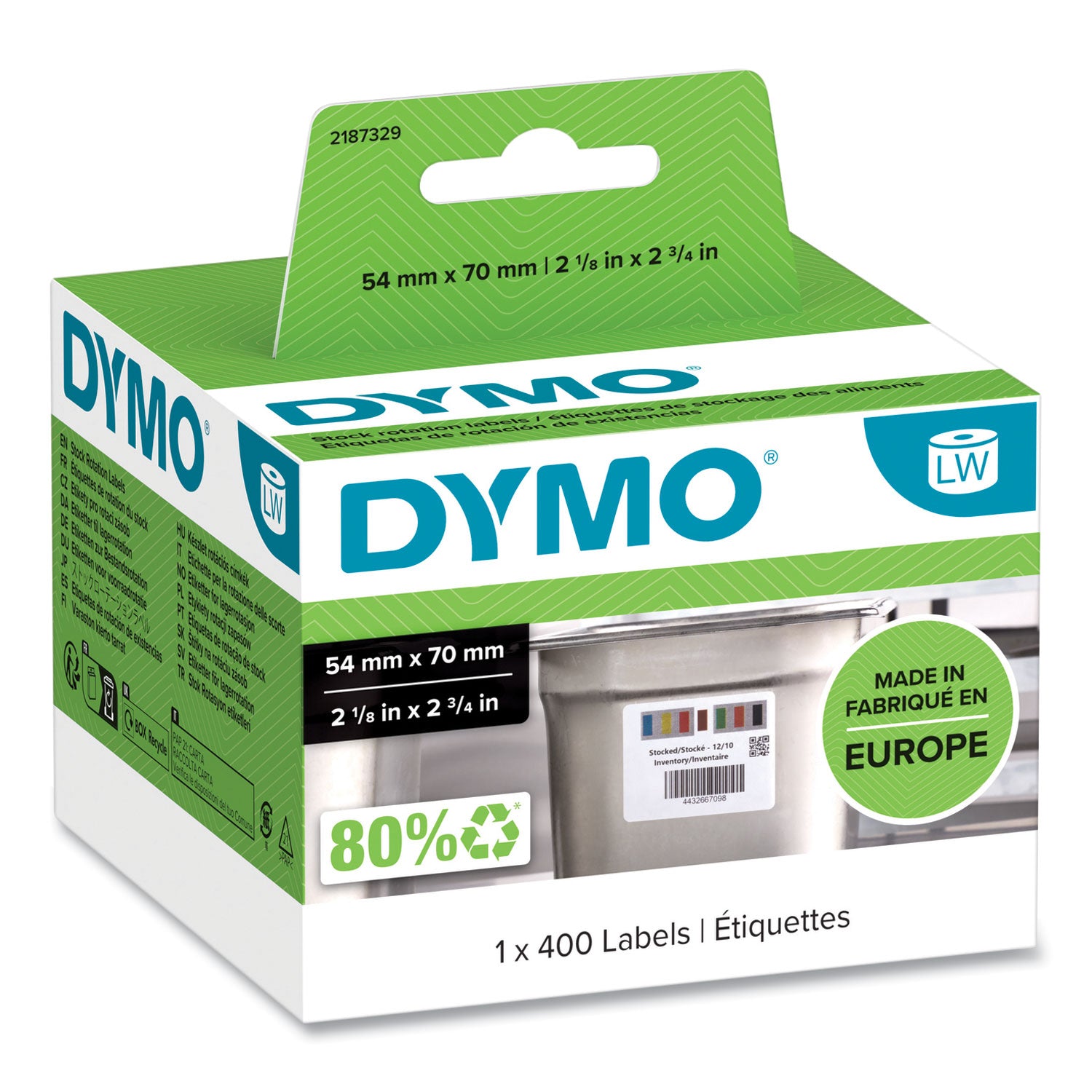 DYMO® Days of the Week Barcode Labels for LabelWriter Label Printers, 2.75 x 2.12, Black/White, 400 Labels/Roll