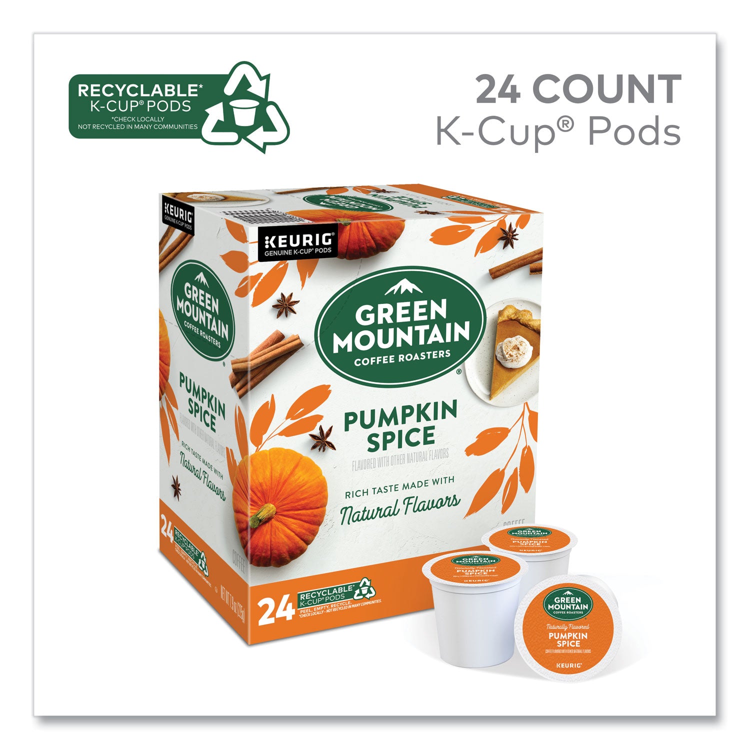 Green Mountain Coffee® Fair Trade Certified Pumpkin Spice Flavored Coffee K-Cups, 96/carton
