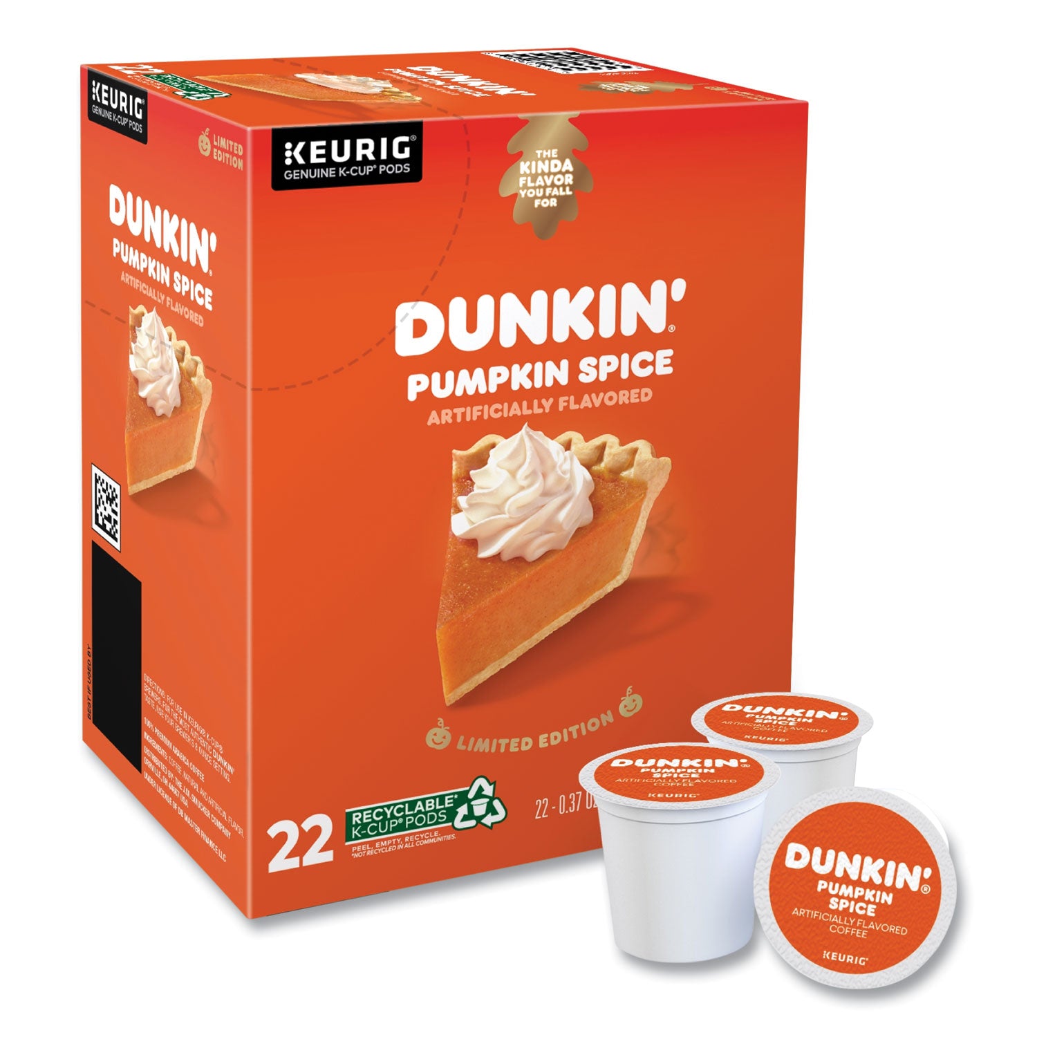 Dunkin'® K-Cup Pods, Pumpkin Spice, 22/box