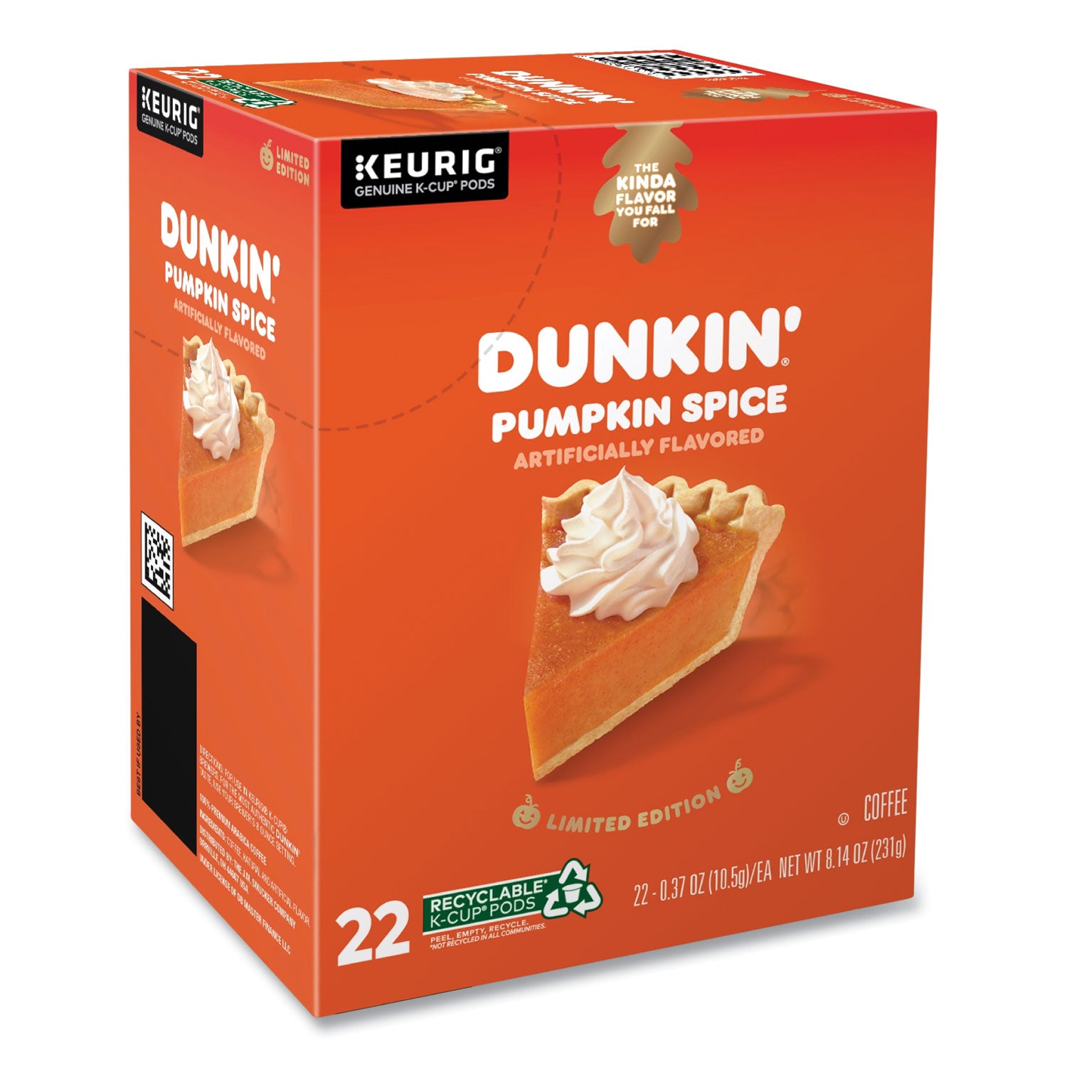 Dunkin'® K-Cup Pods, Pumpkin Spice, 22/box
