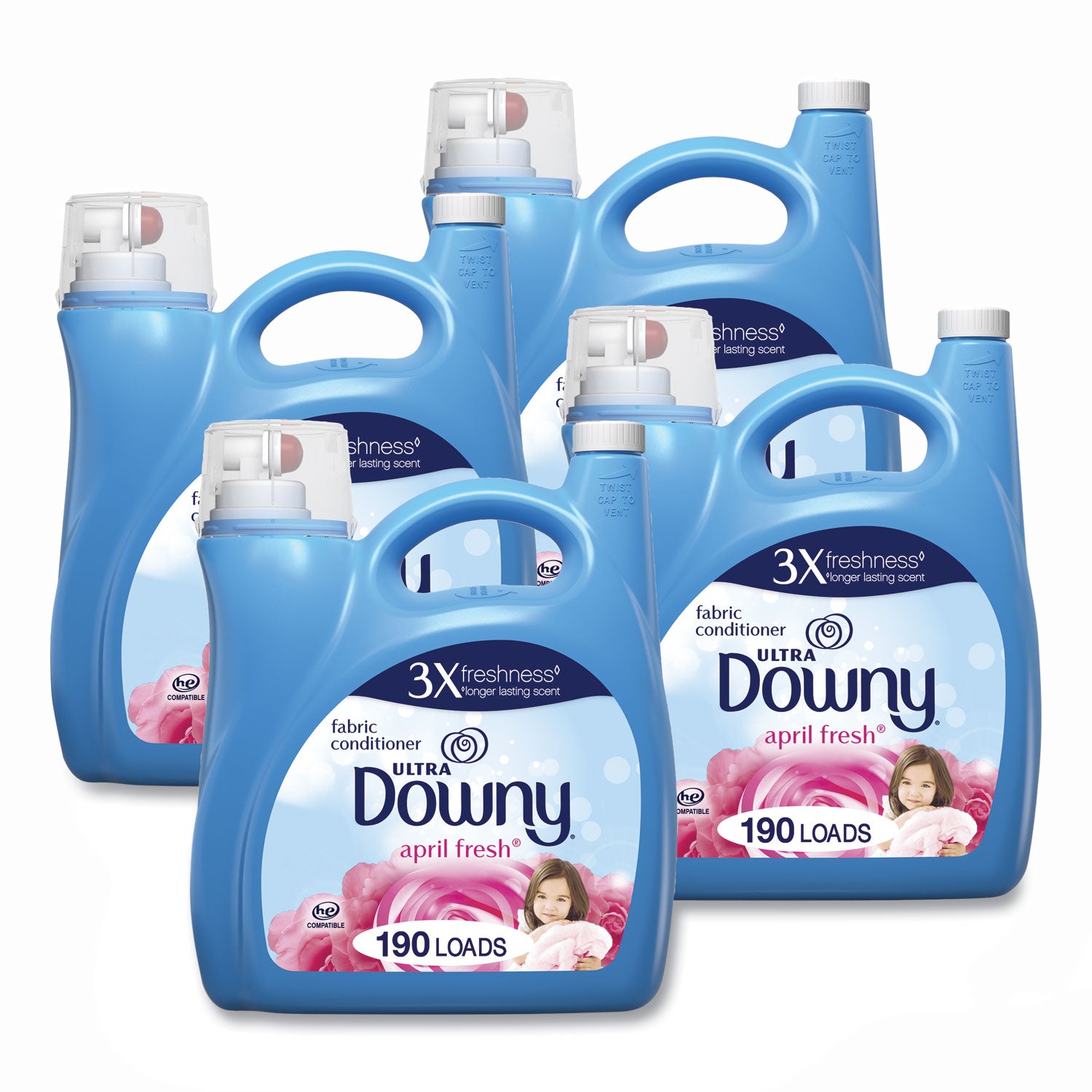 Liquid Fabric Softener, April Fresh, 140 oz Bottle, 4/Carton