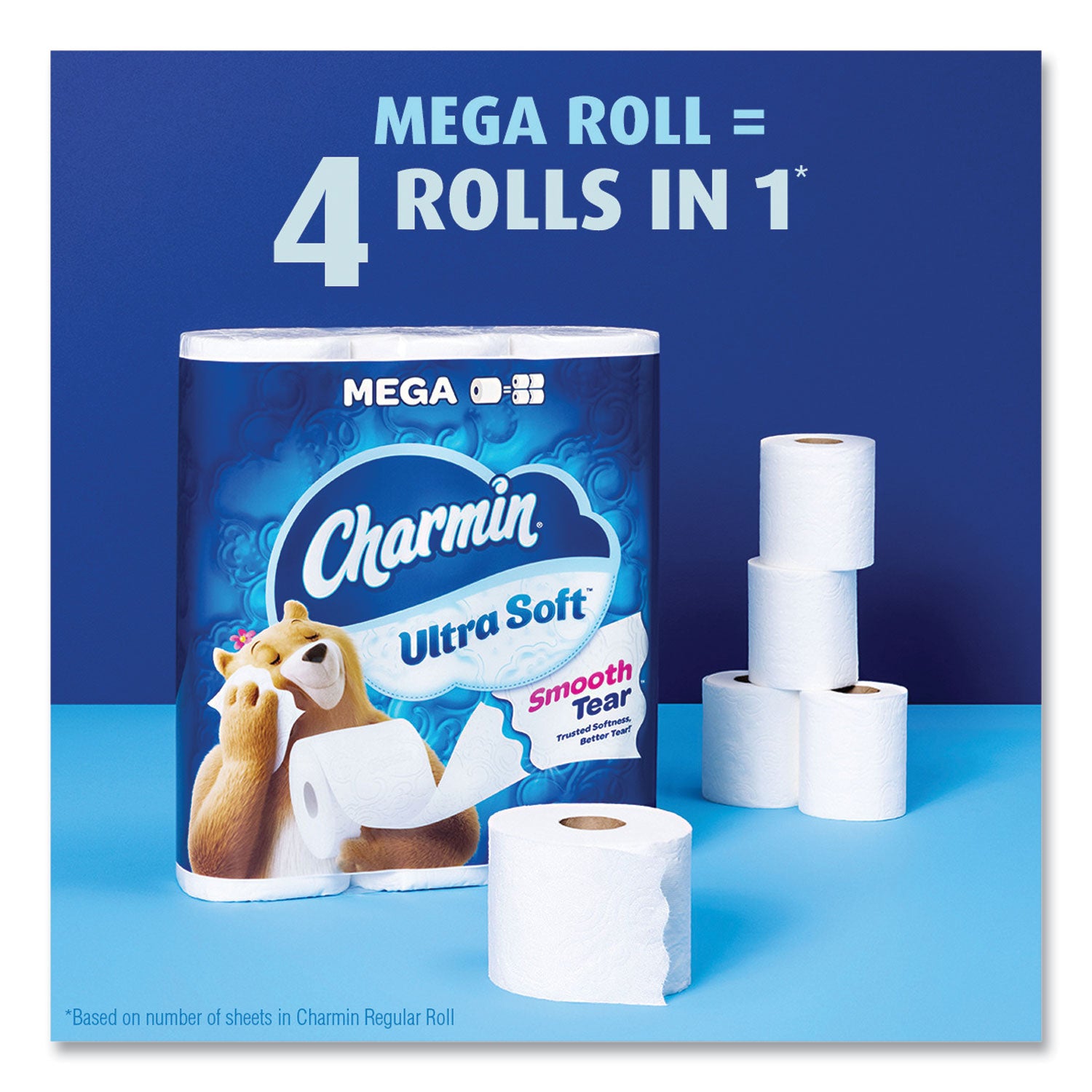 Charmin® Ultra Soft Bathroom Tissue, Mega Roll, Septic Safe, 2-Ply, White, 224 Sheets/Roll, 12 Rolls/Pack, 4 Packs/Carton