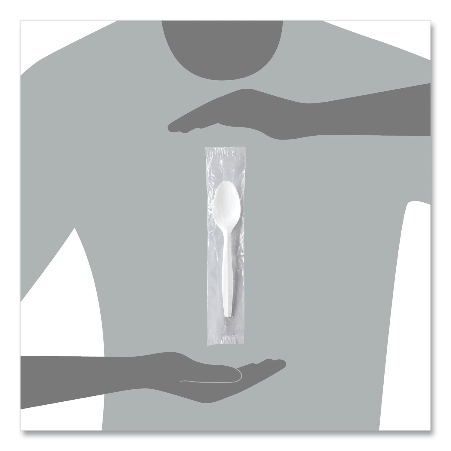 SOLO® Regal Mediumweight Cutlery, Individually Wrapped, Spoon, Plastic, White, 1,000/Carton