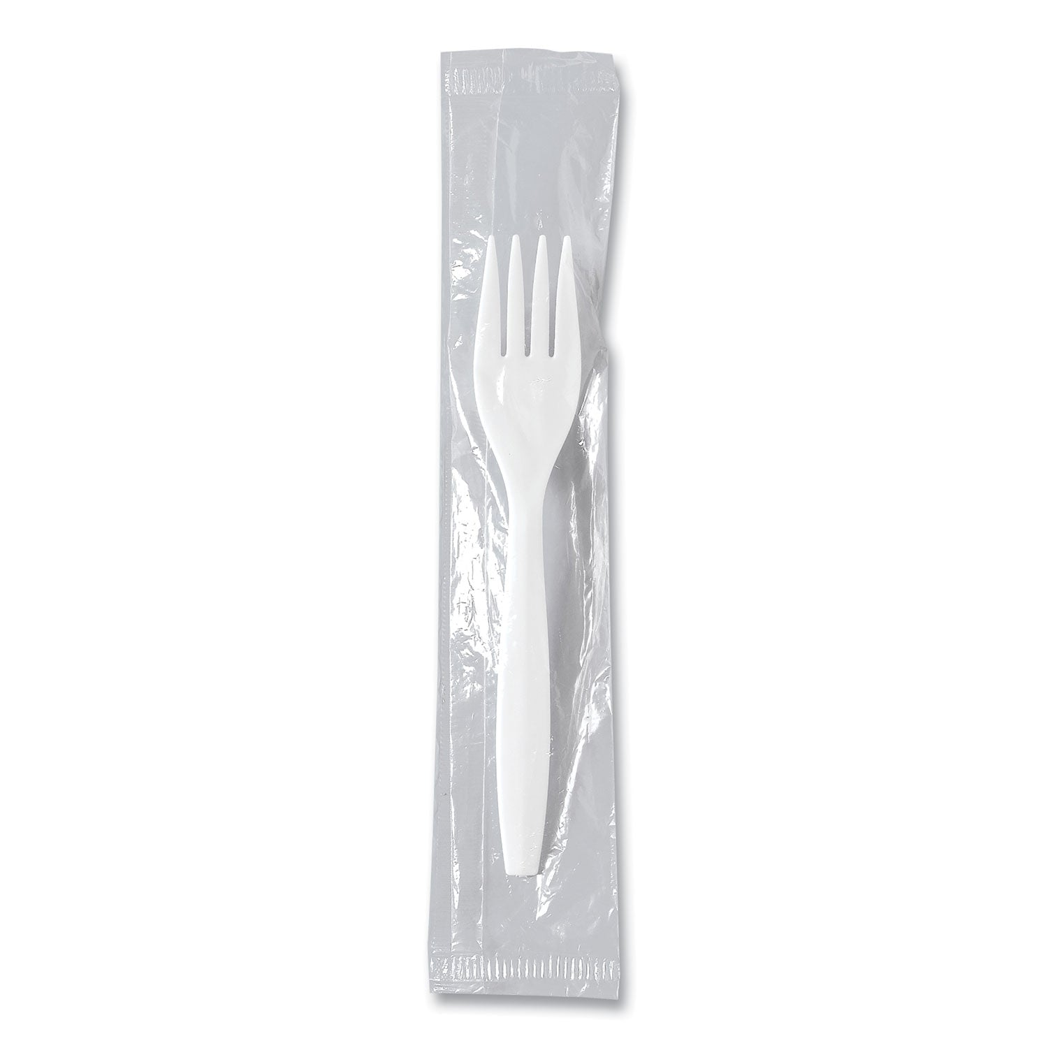SOLO® Regal Mediumweight Cutlery, Individually Wrapped, Fork, Plastic, White, 1,000/Carton