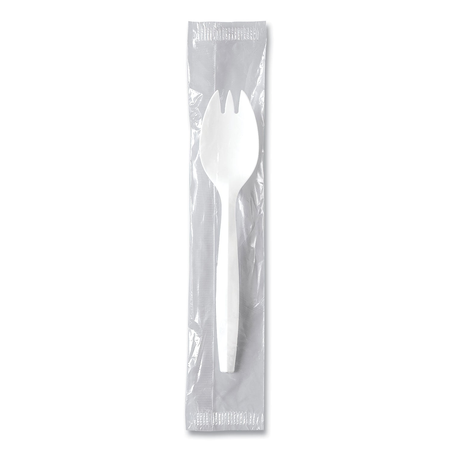 SOLO® Regal Mediumweight Cutlery, Individually Wrapped, Spork, Plastic, White, 1,000/Carton