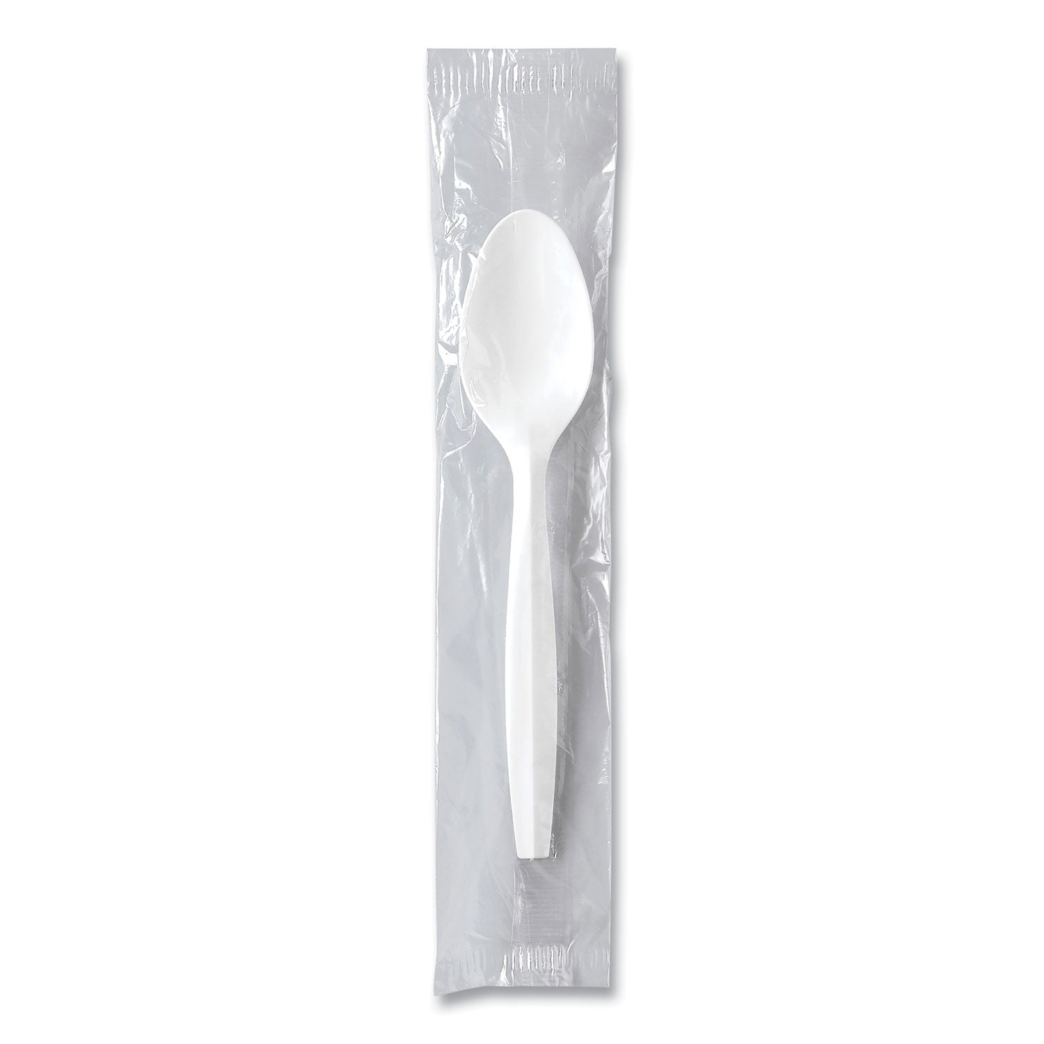 SOLO® Regal Mediumweight Cutlery, Individually Wrapped, Spoon, Plastic, White, 1,000/Carton