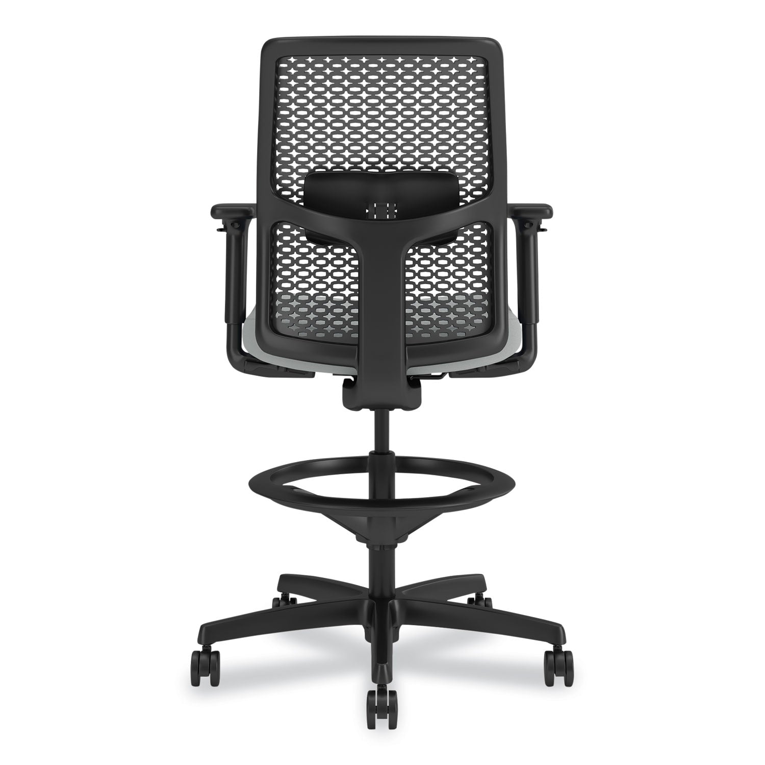 HON® Ignition 2.0 ReActiv Low-Back Task Stool, 22.88" to 31.75" Seat Height, Flint Seat, Charcoal Back, Black Base