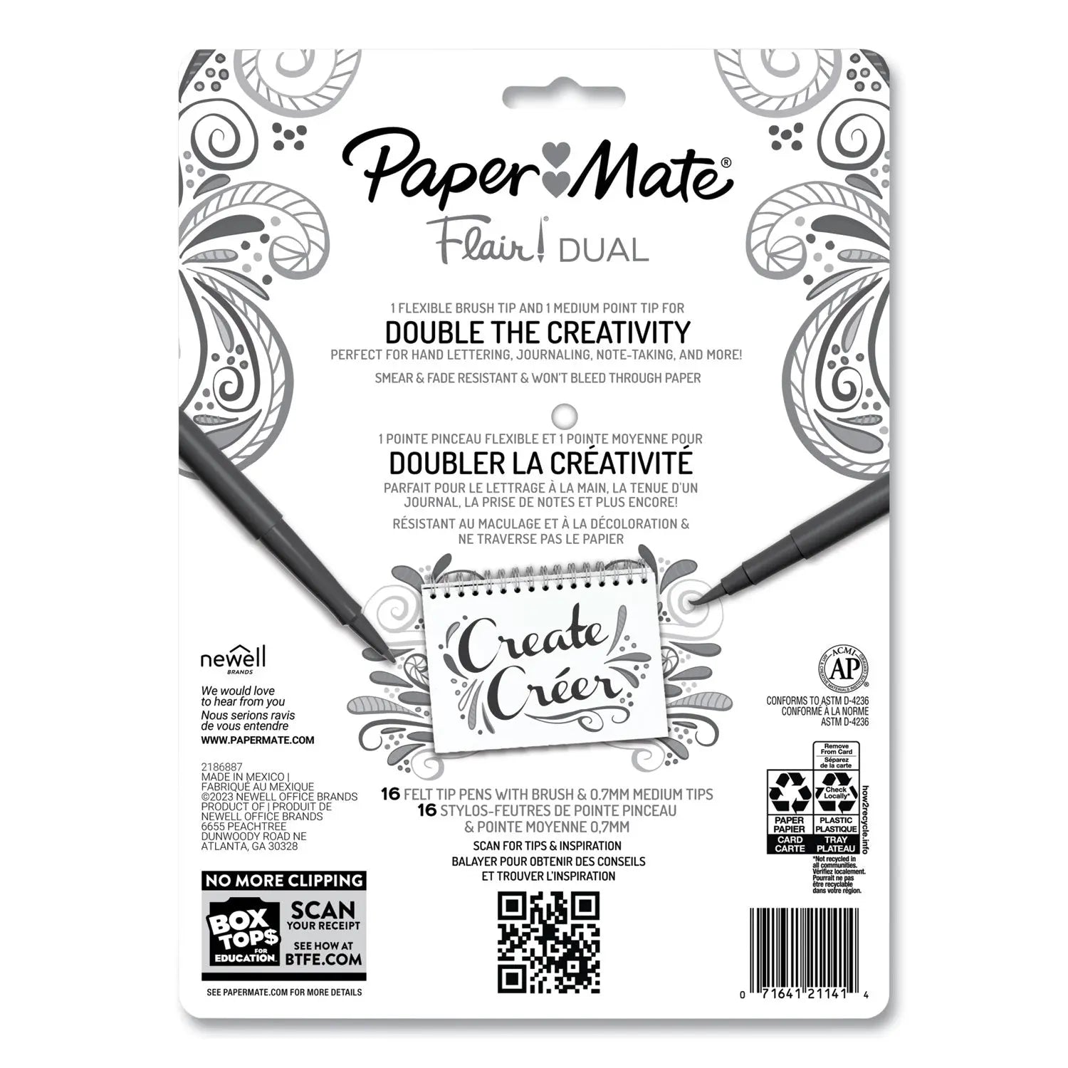 Flair Duo Felt Tip Porous Point Pen, Stick, Medium 0.7 mm, Assorted Ink and Barrel Colors, 16/Pack Paper Mate® Flipcost