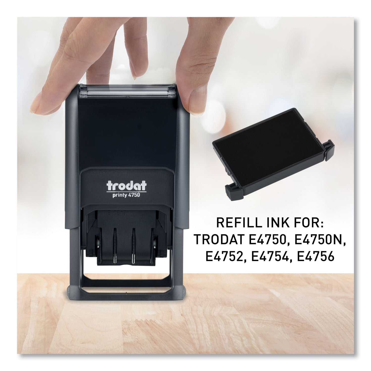 Trodat® E4750 Printy Replacement Pad for Trodat Self-Inking Stamps, 1" x 1.63", Black