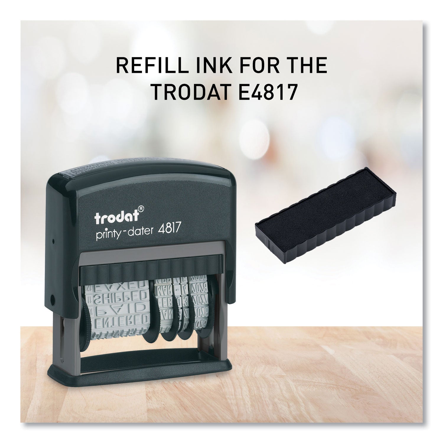 Trodat® E4817 Printy Replacement Pad for Trodat Self-Inking Stamps, 0.38" x 2", Black