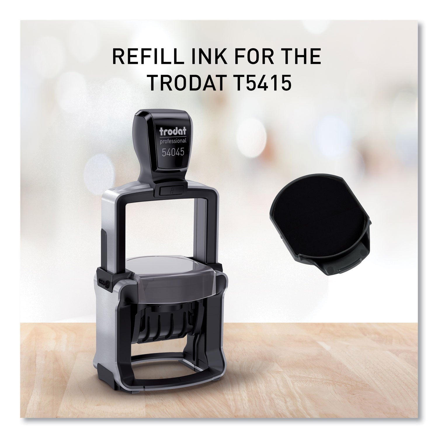 Trodat® T5415 Professional Replacement Ink Pad for Trodat Custom Self-Inking Stamps, 1.75" Diameter, Black