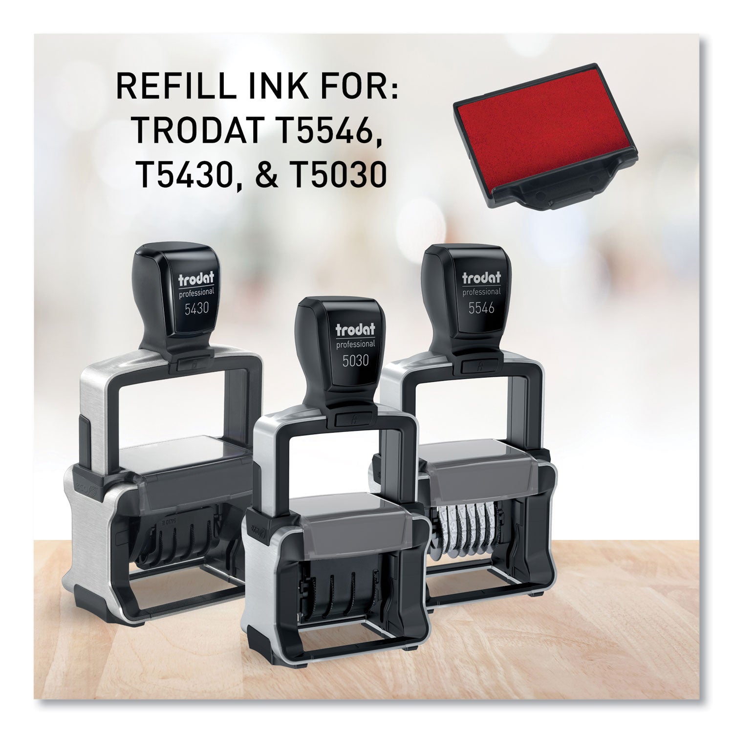 Trodat® T5430 Professional Replacement Ink Pad for Trodat Custom Self-Inking Stamps, 1" x 1.63", Red