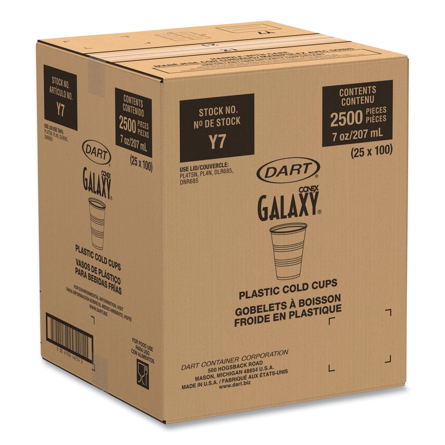 Dart® High-Impact Polystyrene Cold Cups, 7 oz, Plastic, Translucent, 100/Pack