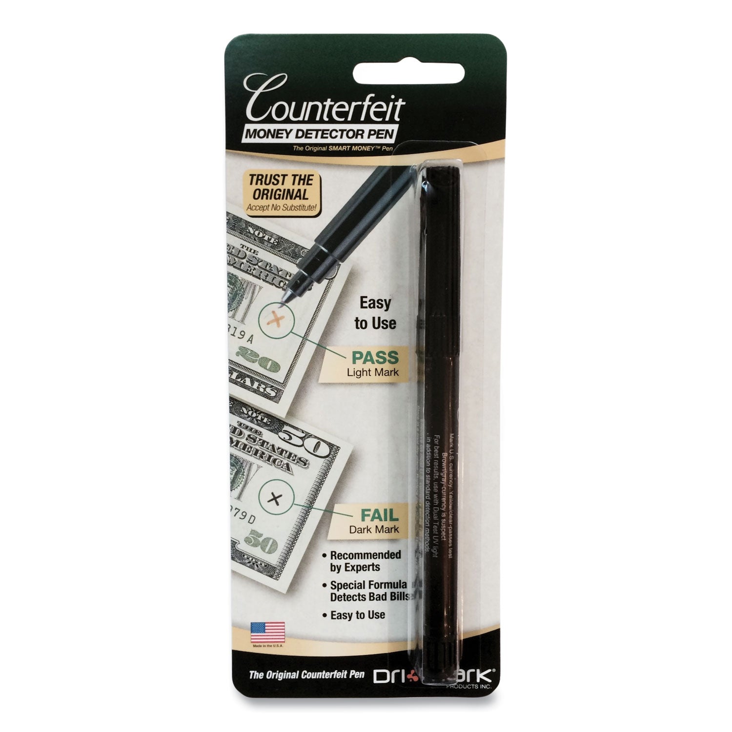 Dri-Mark® Smart Money Counterfeit Bill Detector Pen, U.s. Currency