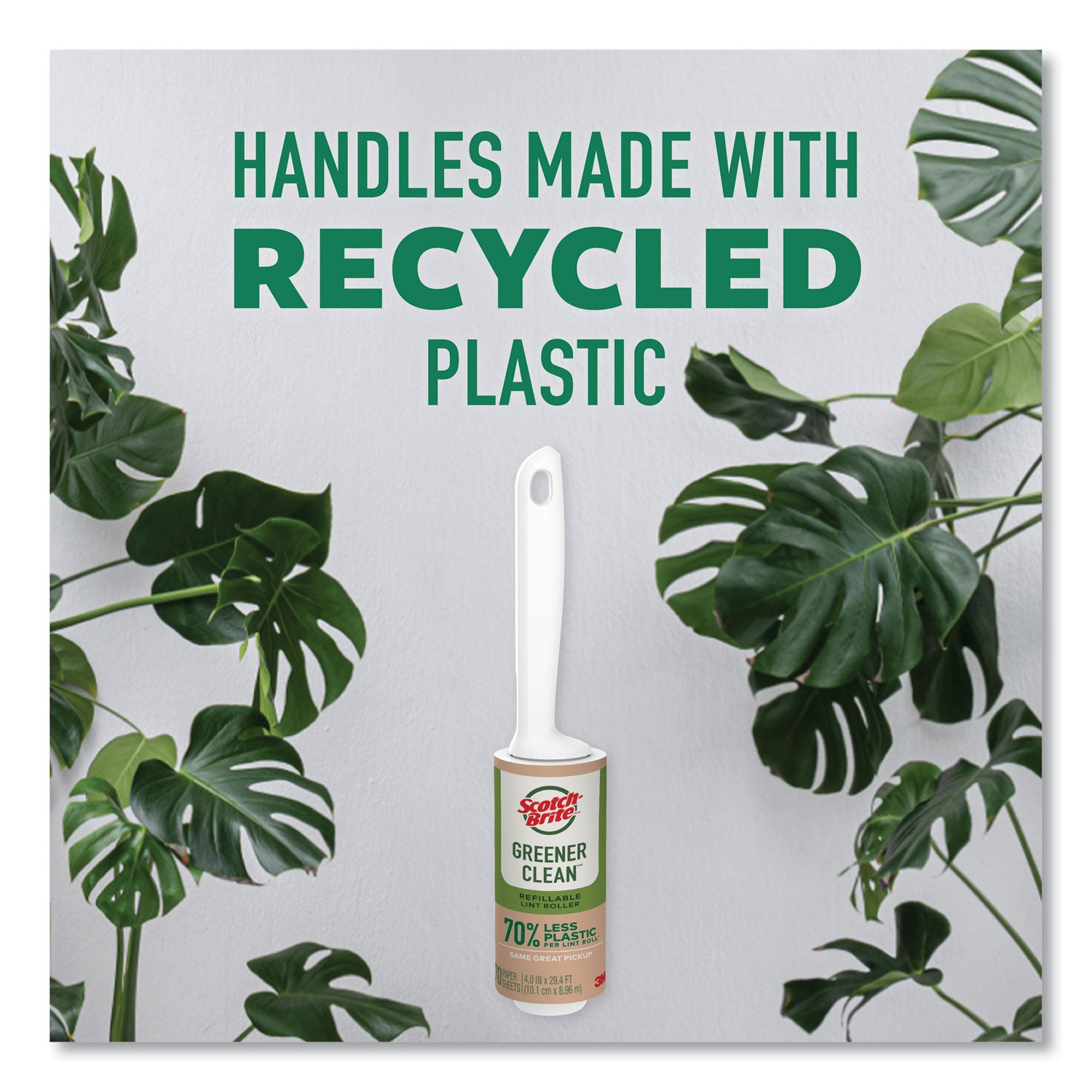 Scotch-Brite™ Greener Clean Lint Roller, 70 Sheets/Roll