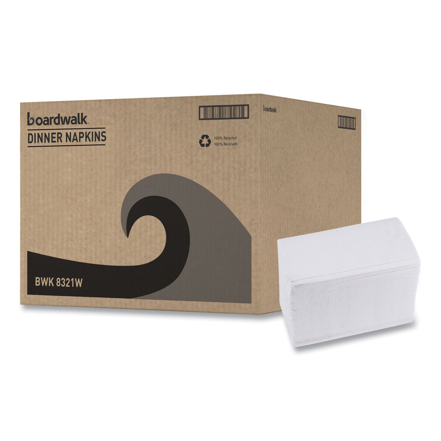 Boardwalk® 1/8-Fold Dinner Napkins, 2-Ply, 15 X 17, White, 300/pack, 10 Packs/carton