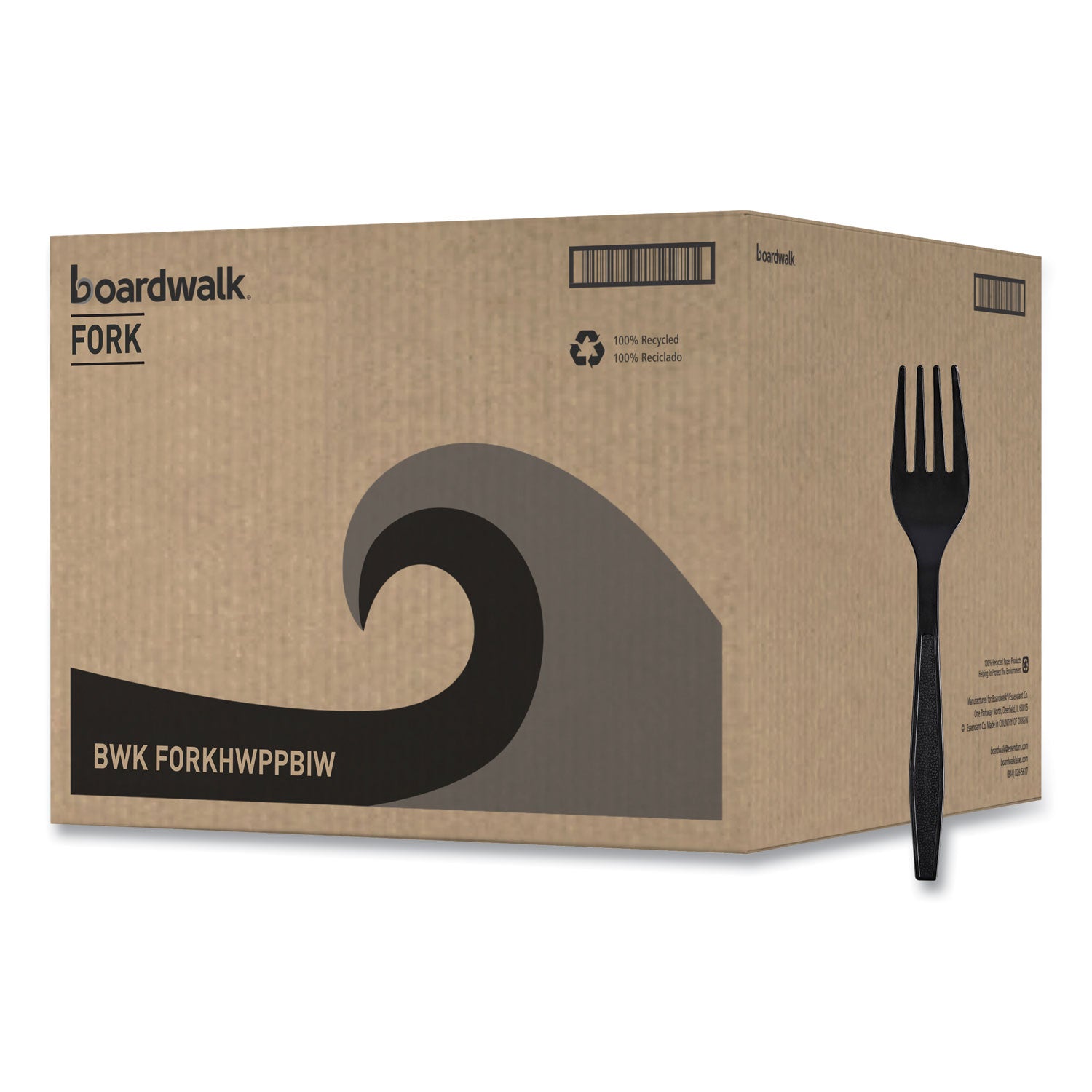 Boardwalk® Heavyweight Wrapped Polypropylene Cutlery, Fork, Plastic, Black, 1,000/Carton