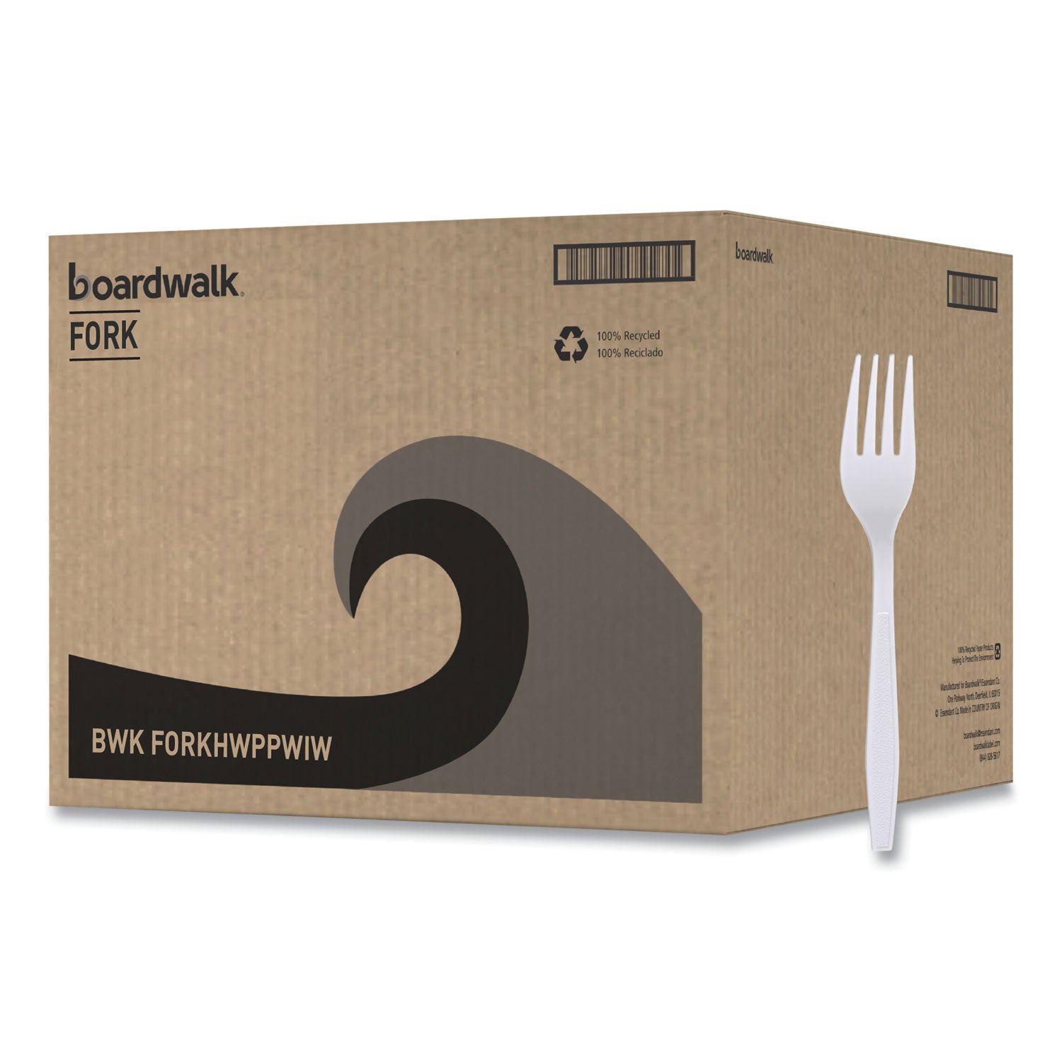 Boardwalk® Heavyweight Wrapped Polypropylene Cutlery, Fork, Plastic, White, 1,000/Carton