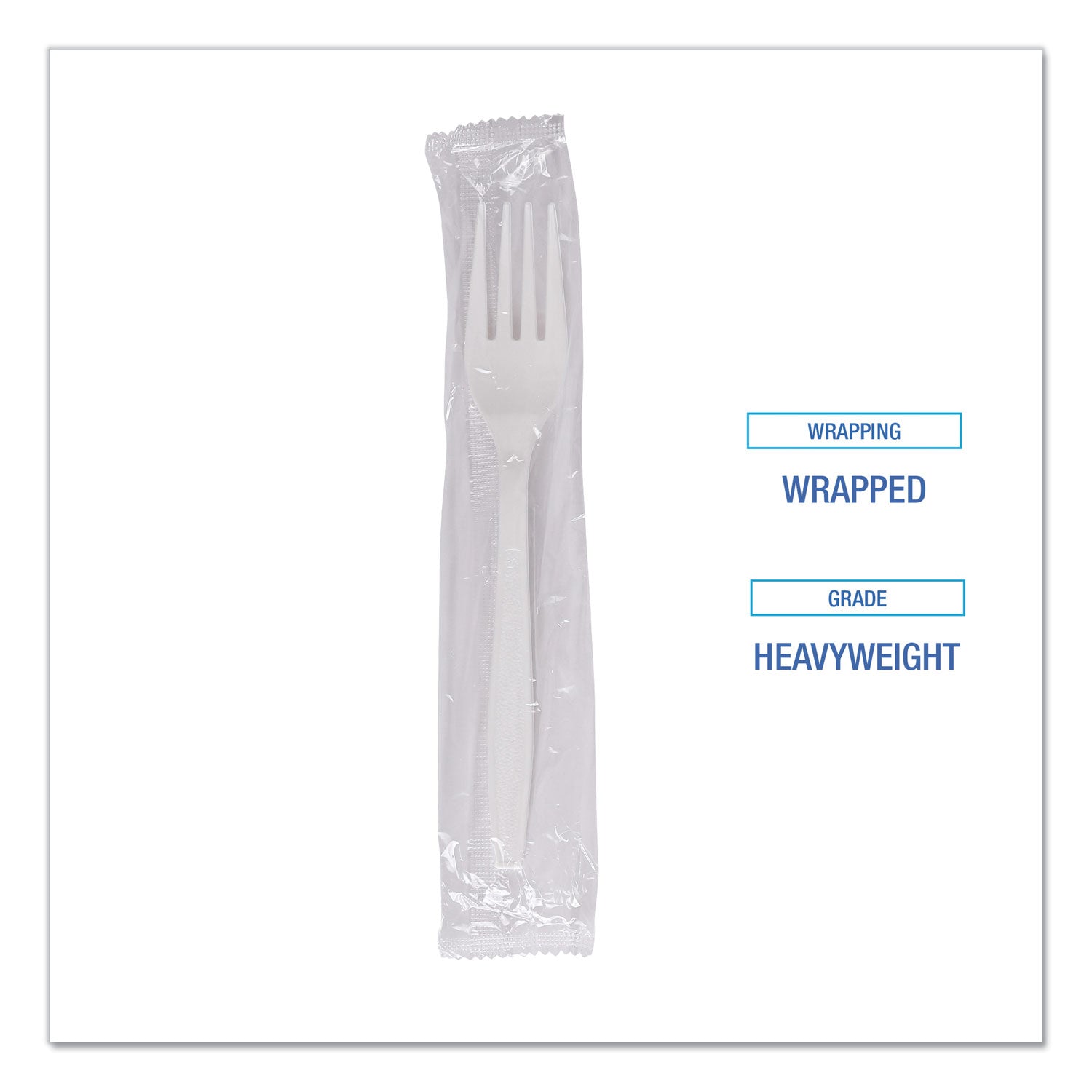 Boardwalk® Heavyweight Wrapped Polypropylene Cutlery, Fork, Plastic, White, 1,000/Carton