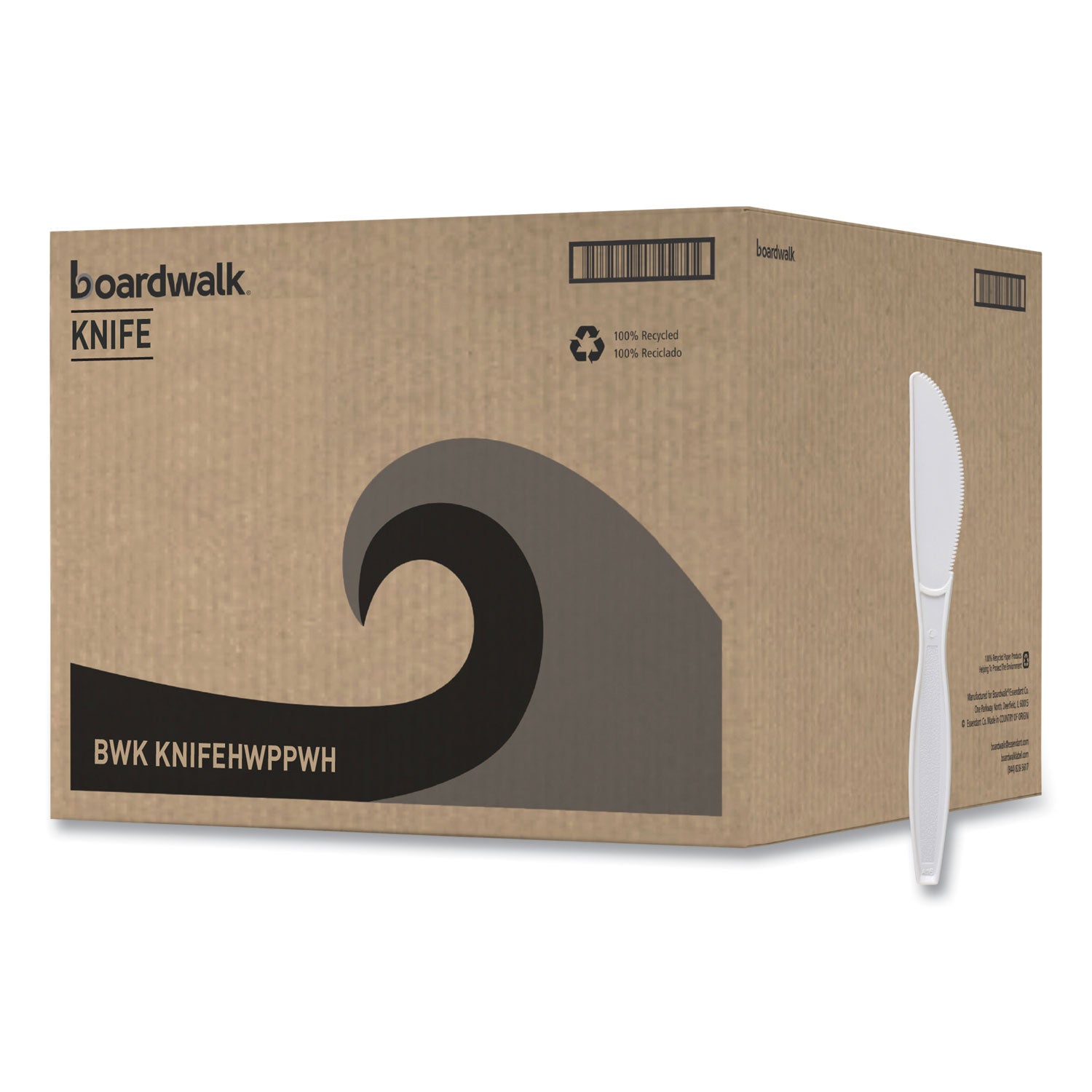 Boardwalk® Heavyweight Polypropylene Cutlery, Knife, Plastic, White, 1,000/Carton