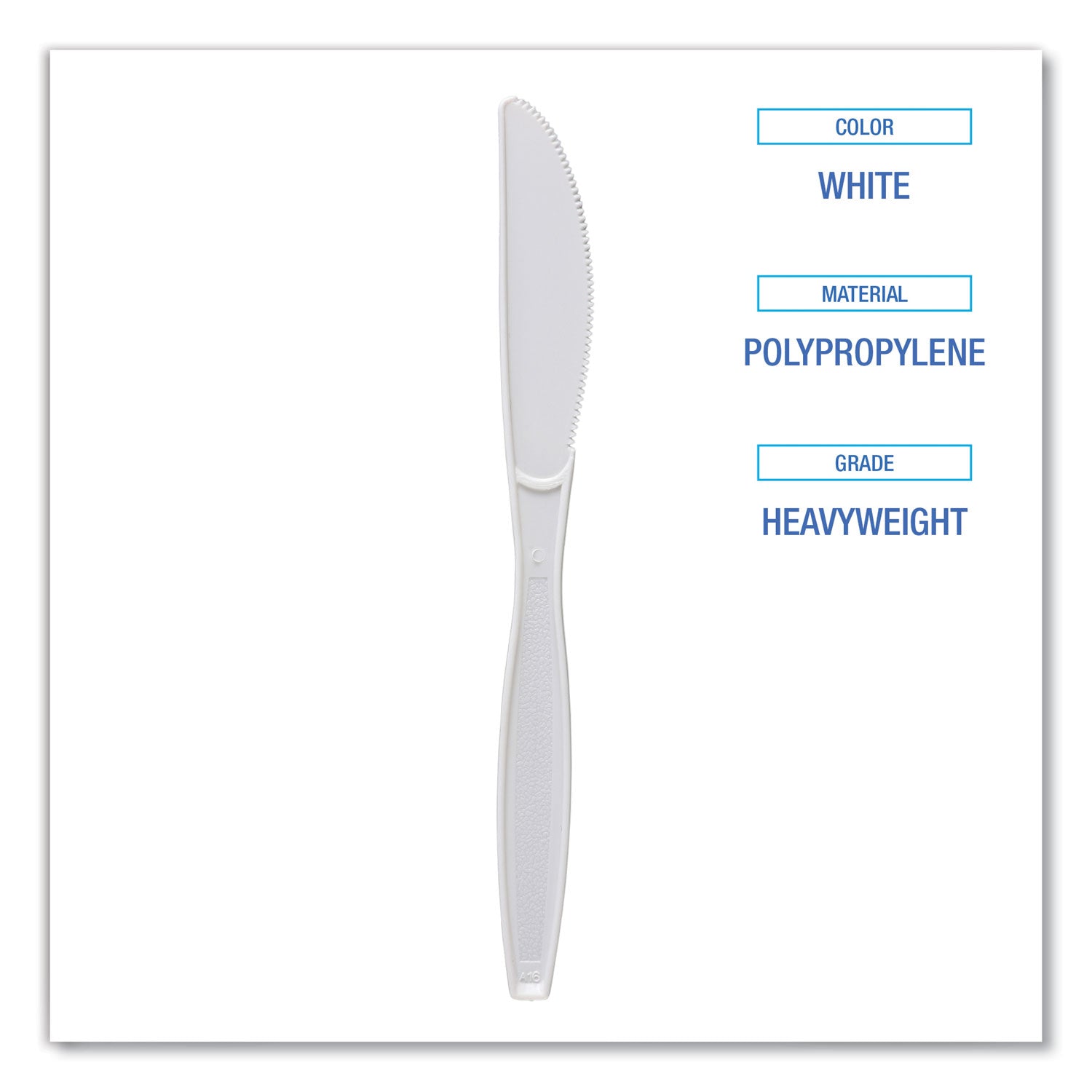 Boardwalk® Heavyweight Polypropylene Cutlery, Knife, Plastic, White, 1,000/Carton