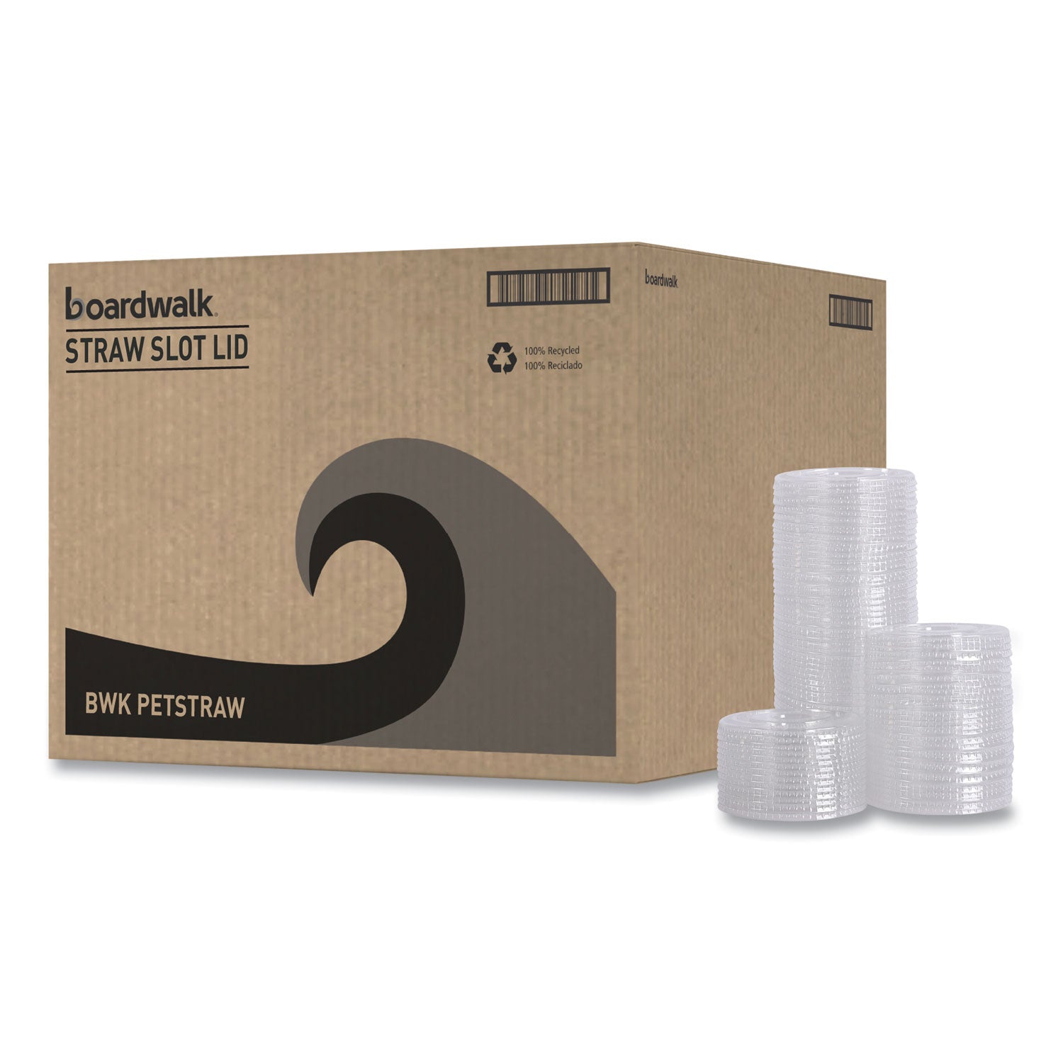 Boardwalk® PET Cold Cup Lids, Fits 14 oz to 24 oz Cold Cups, Plastic, Clear, 100/Sleeve, 10 Sleeves/Carton