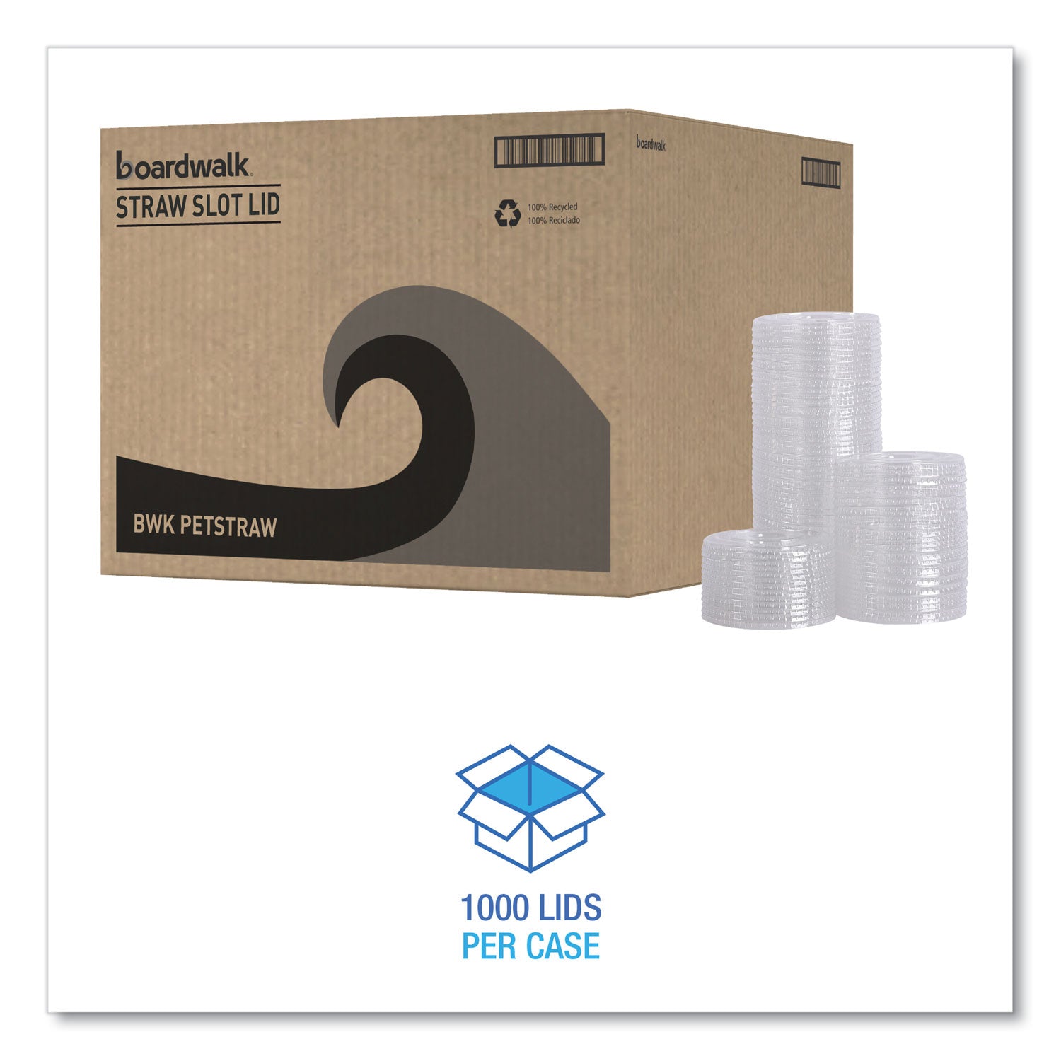 Boardwalk® PET Cold Cup Lids, Fits 14 oz to 24 oz Cold Cups, Plastic, Clear, 100/Sleeve, 10 Sleeves/Carton