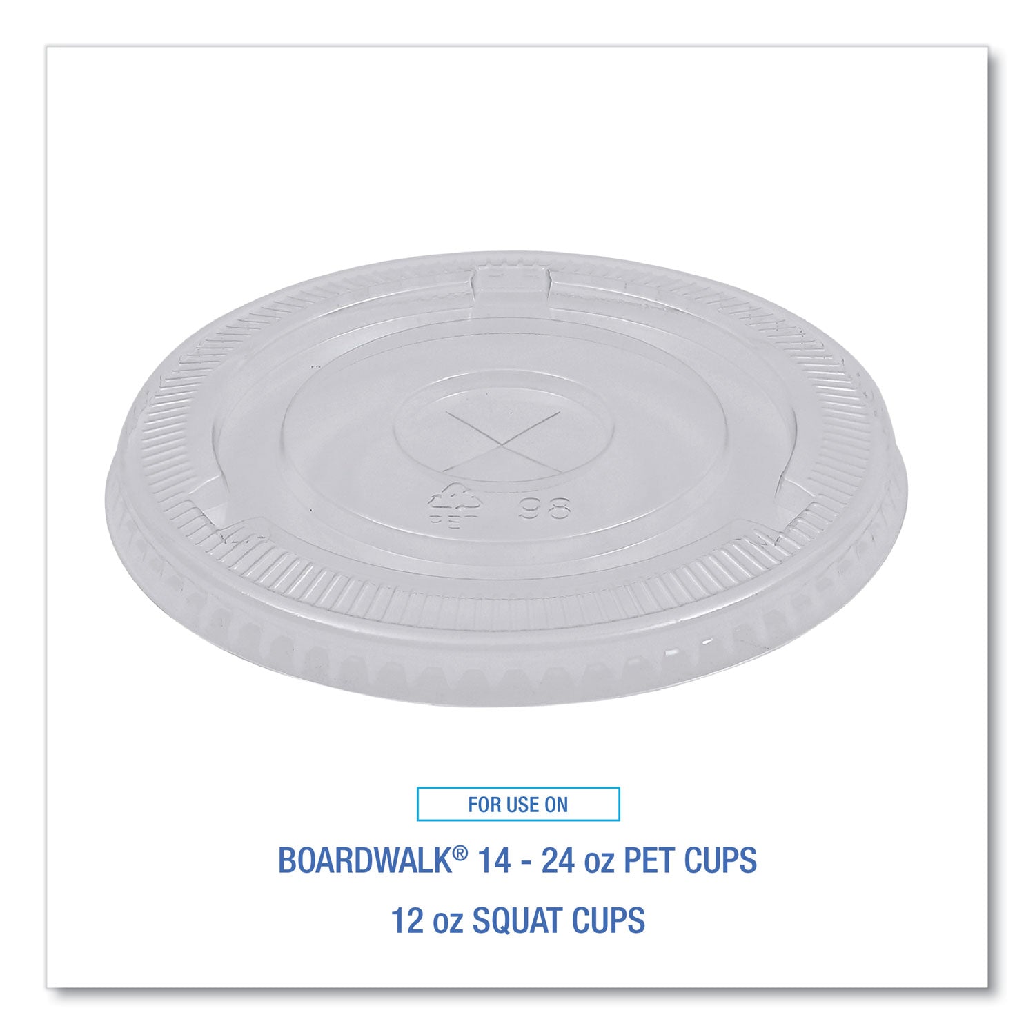 Boardwalk® PET Cold Cup Lids, Fits 14 oz to 24 oz Cold Cups, Plastic, Clear, 100/Sleeve, 10 Sleeves/Carton